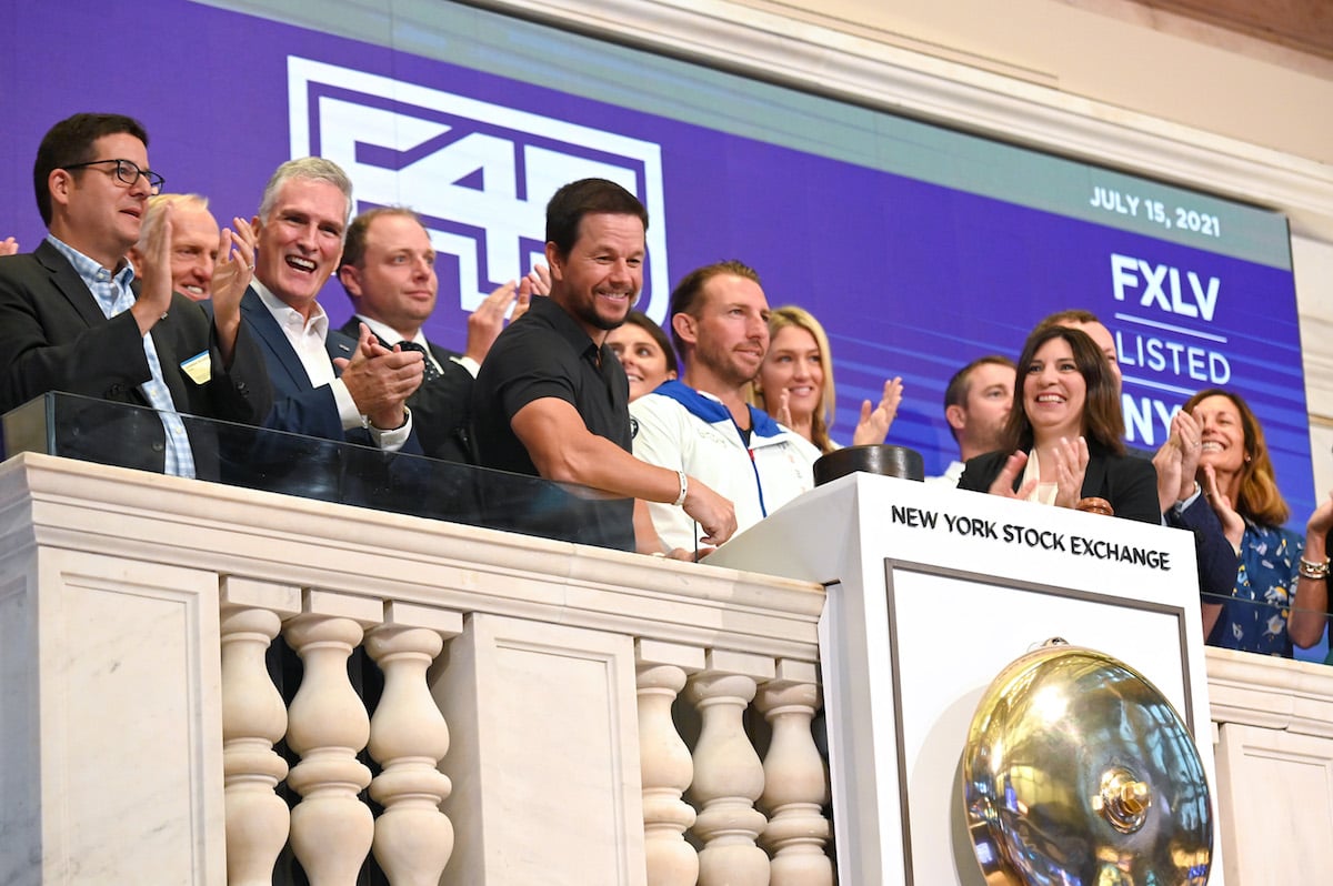 Mark Wahlberg rings bell on the floor of the New York Stock Exchange