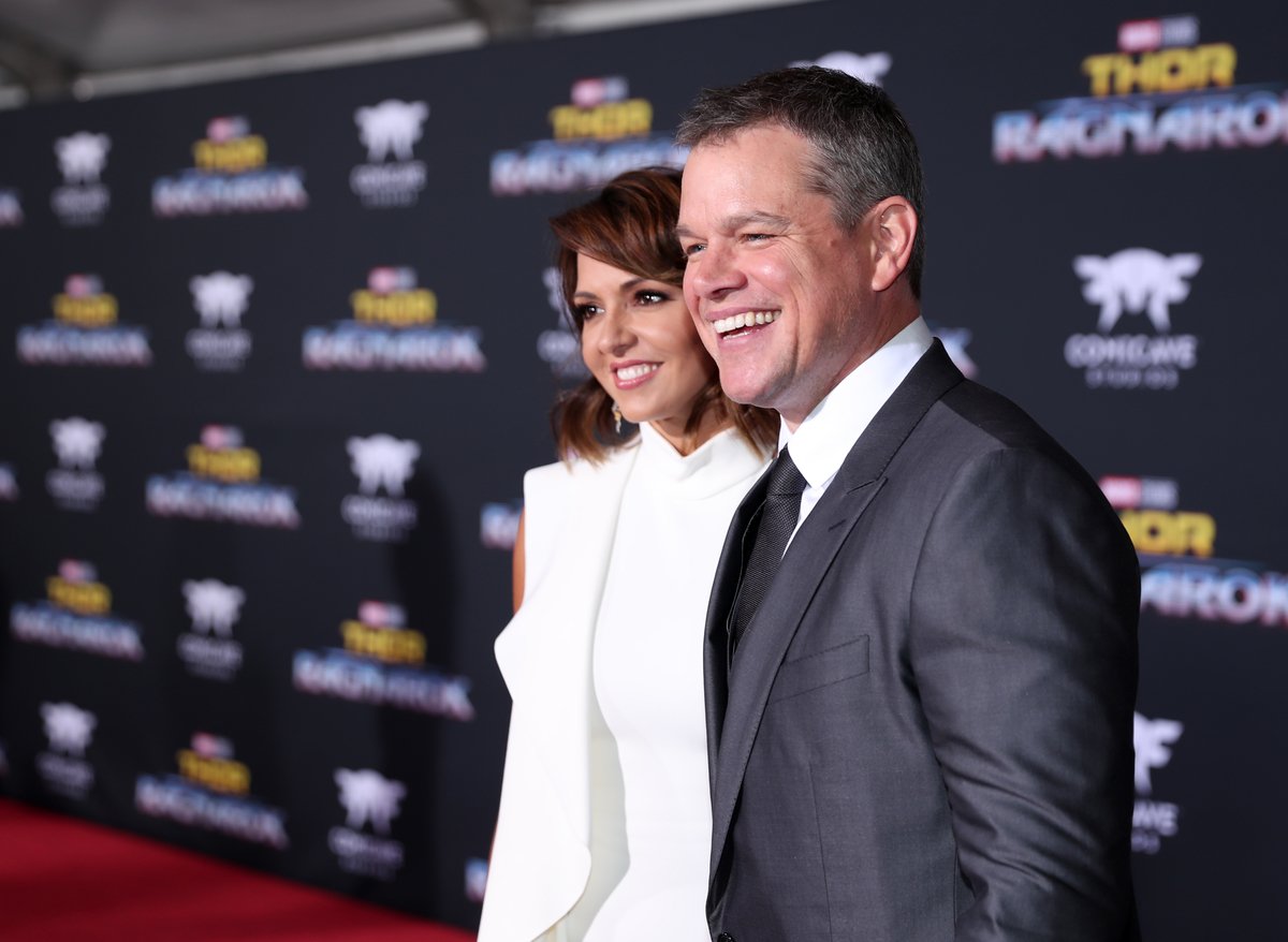 Luciana Barroso and Matt Damon at The World Premiere of Marvel Studios' "Thor: Ragnarok" 