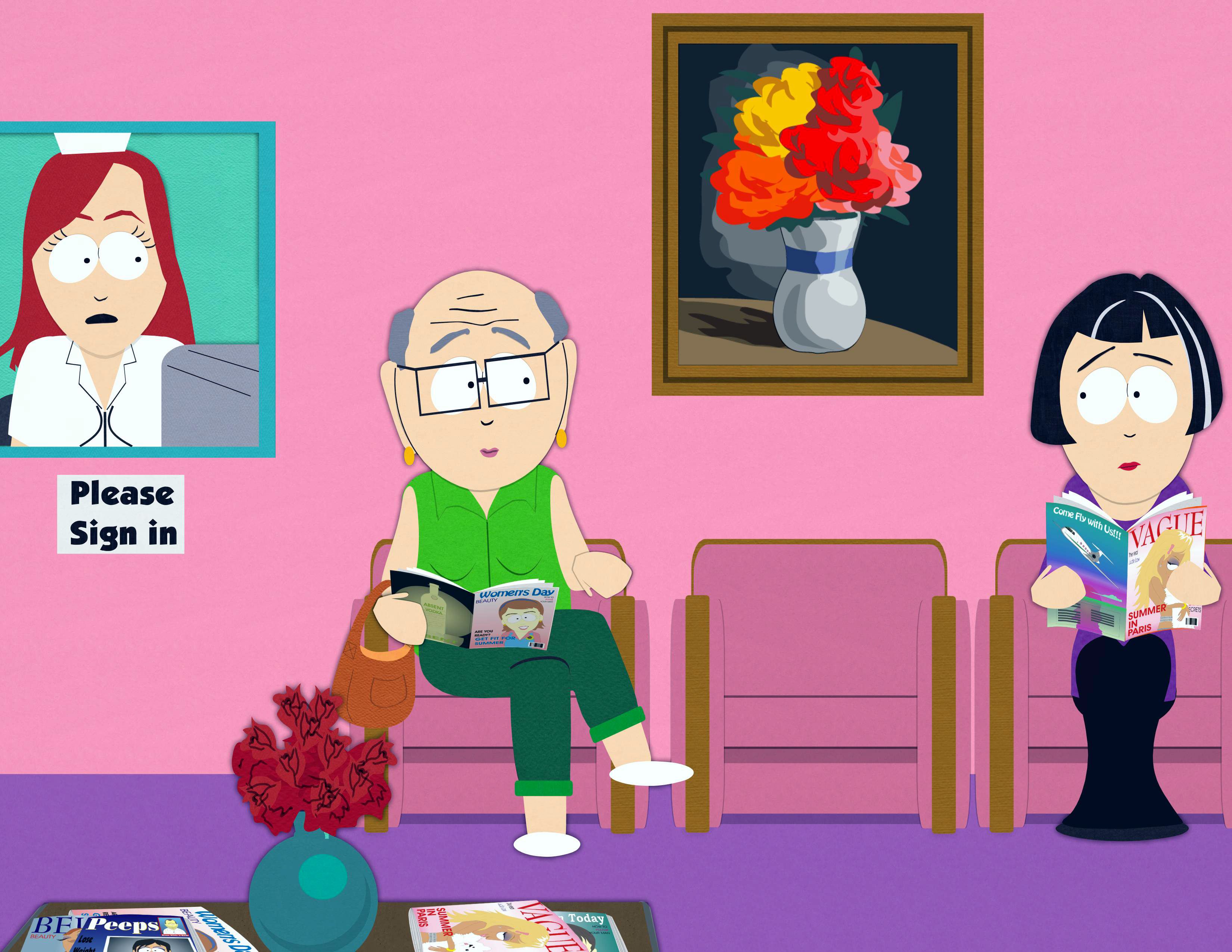Mr. Garrison waits in a doctor's office