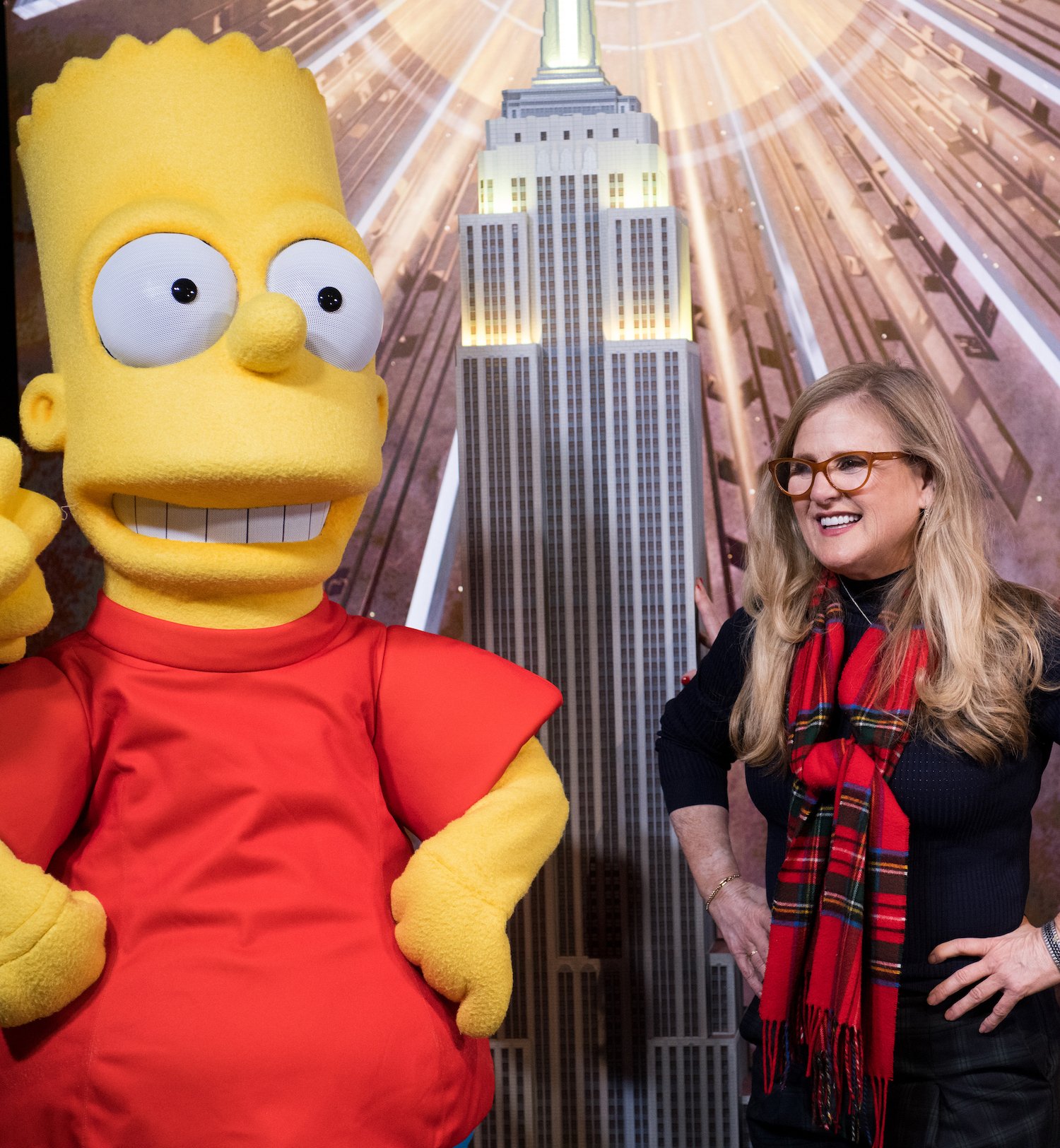 Nancy Cartwright and Bart Simpson celebrate the 30th anniversary of The Simpsons