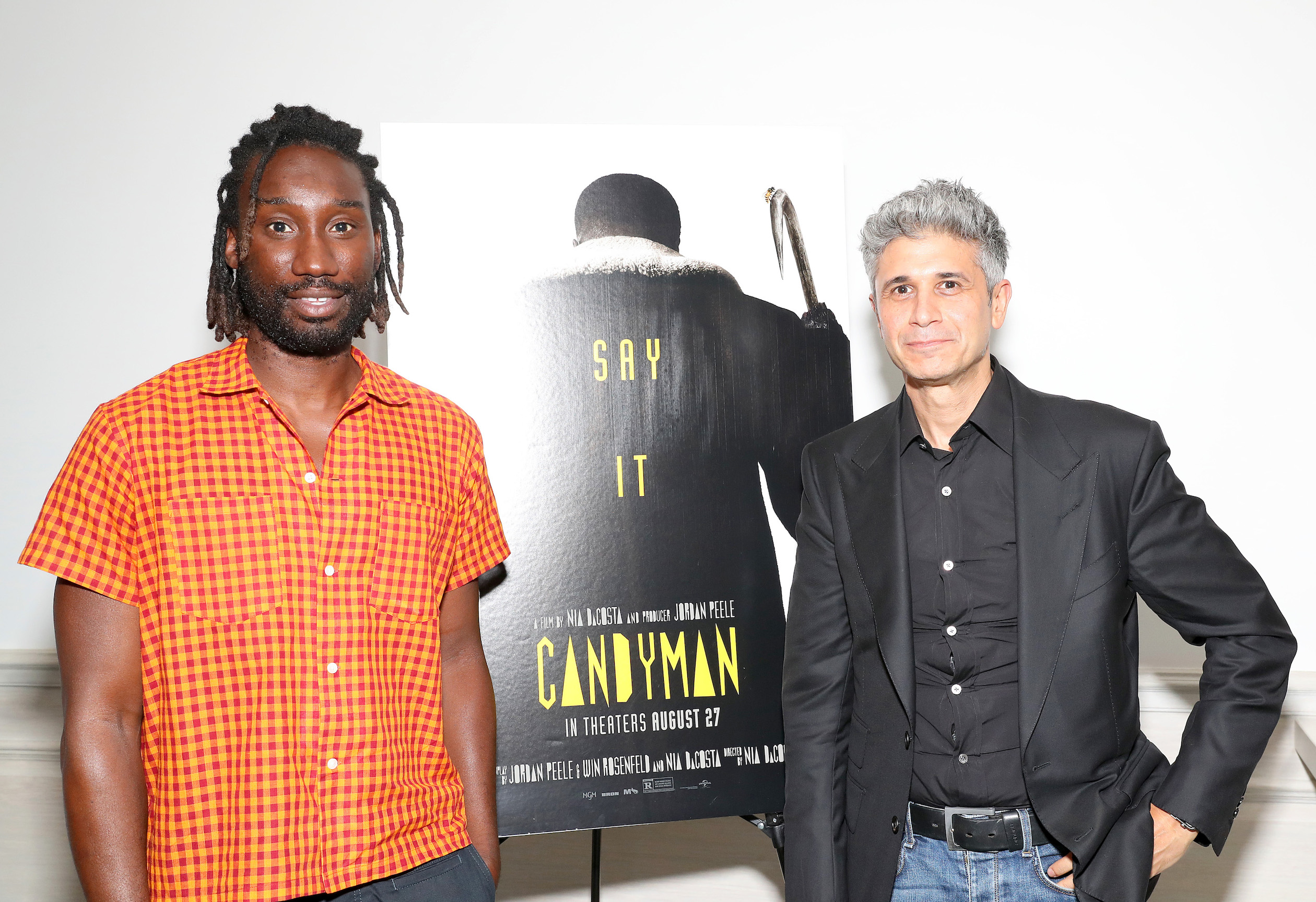 Nathan Stewart Jarrett and Win Rosenfeld standing at Candyman screener