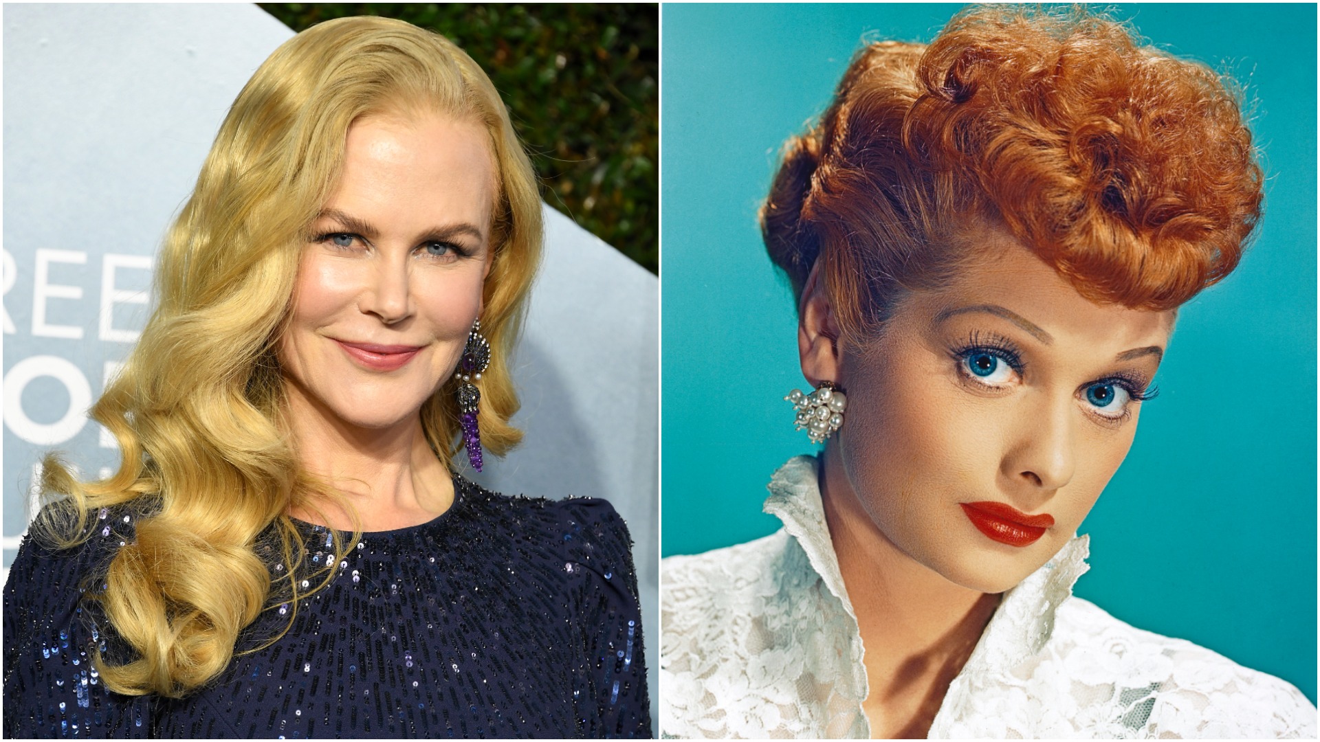 A collage image of Nicole Kidman and Lucille Ball