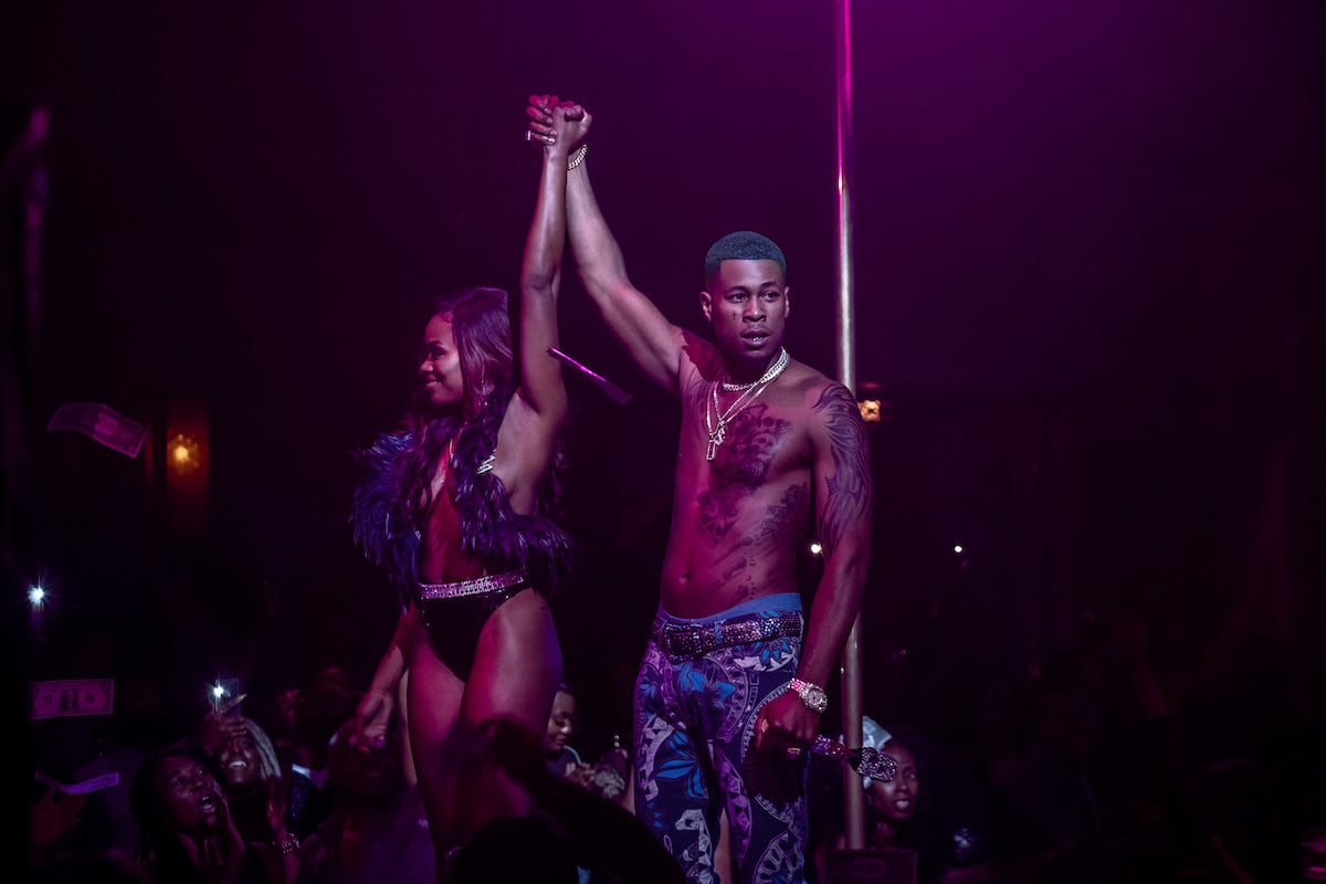 Shannon Thornton as Miss Mississippi and J. Alphonse Nicholson as Lil Murda finish performing on stage in 'P-Valley'