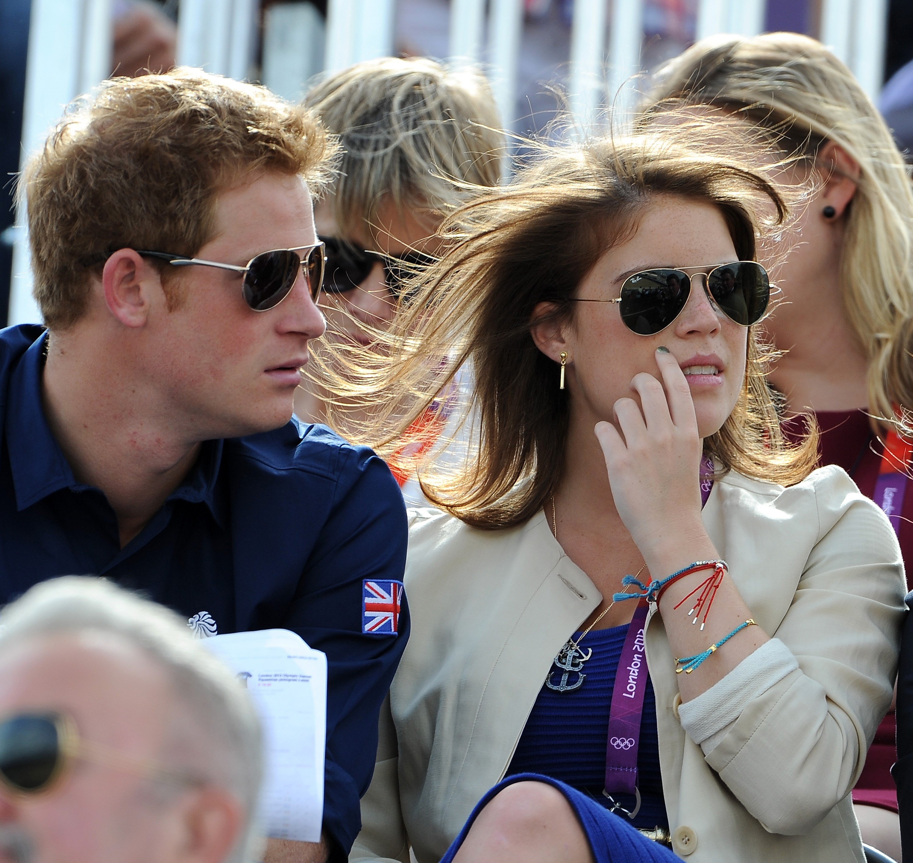 Prince Harry and Princess Eugenie watching Eventing Cross Country Equestrian event together