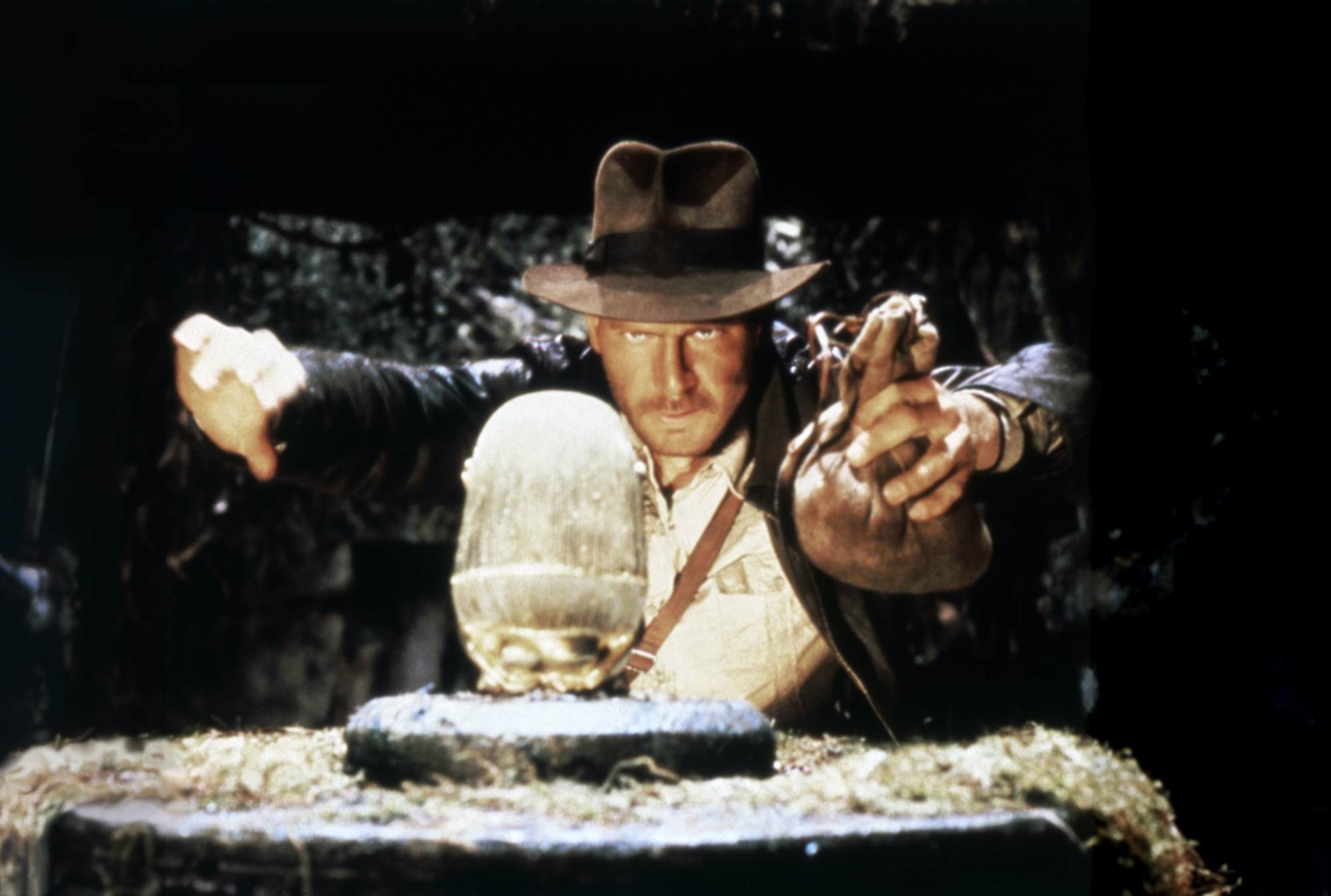 Harrison Ford in 'Raiders of the Lost Ark' in a cave