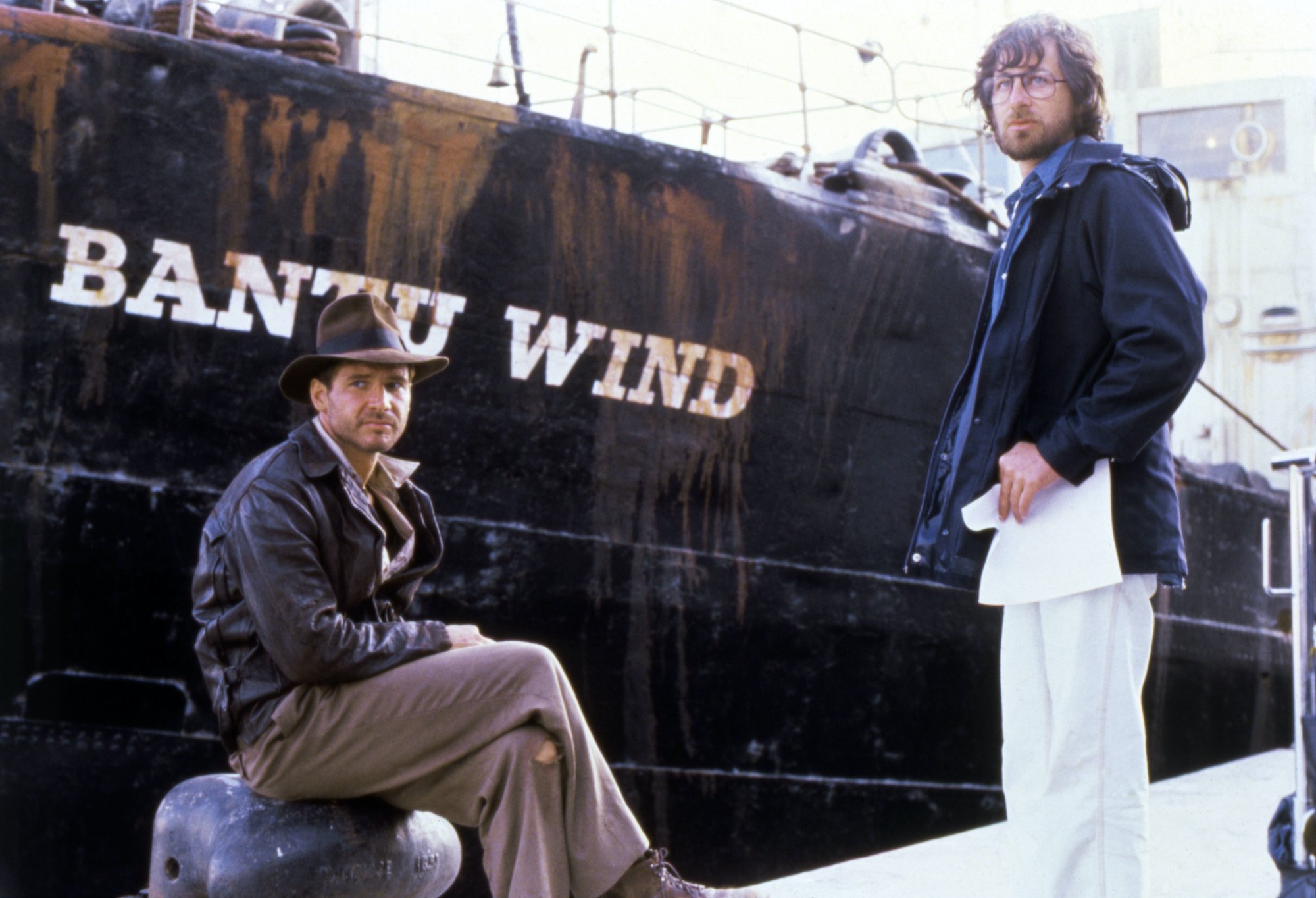 Harrison Ford and Steven Spielberg on set of 'Raiders of the Lost Ark'