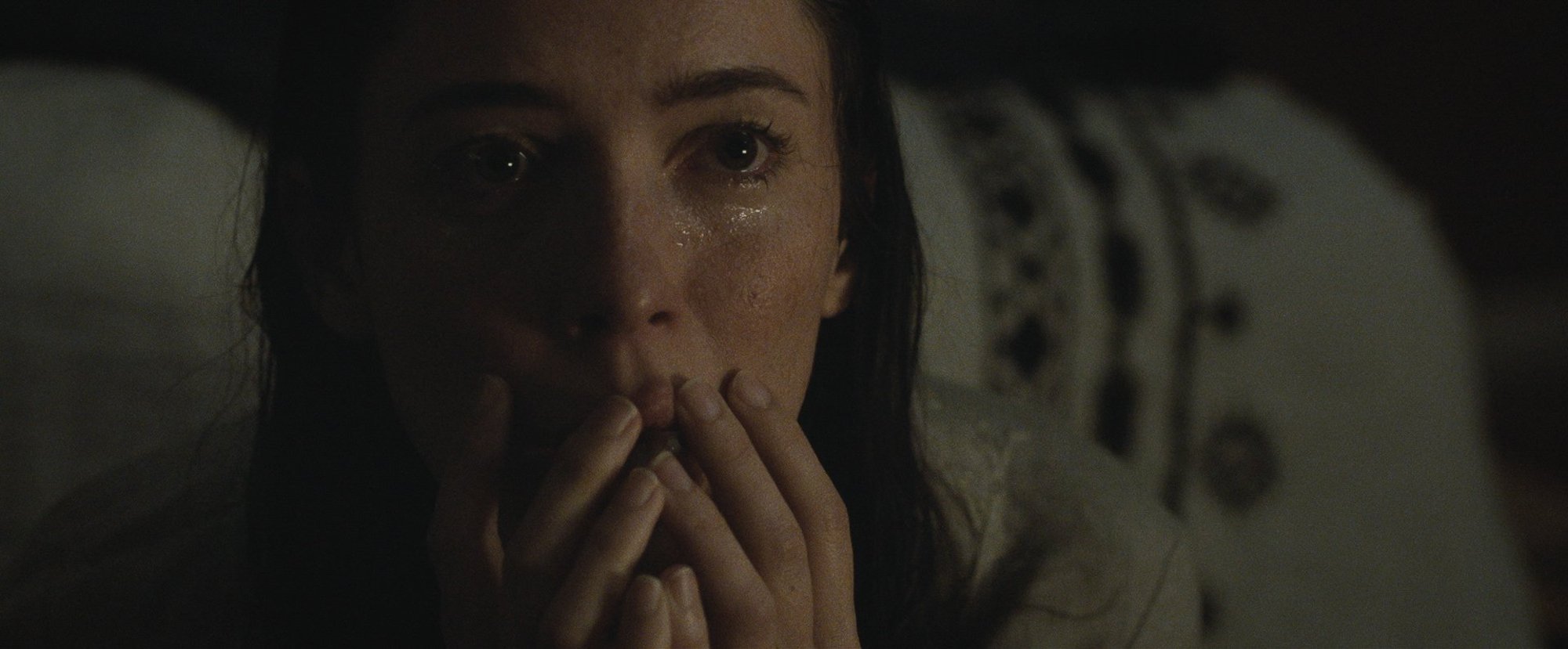 Rebecca Hall looking shocked in 'The Night House'