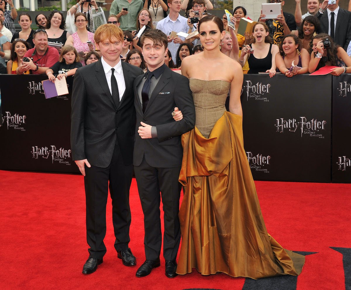 Harry Potter and the Deathly Hallows – Part 2 star Rupert Grint, Daniel Radcliffe, and Emma Watson