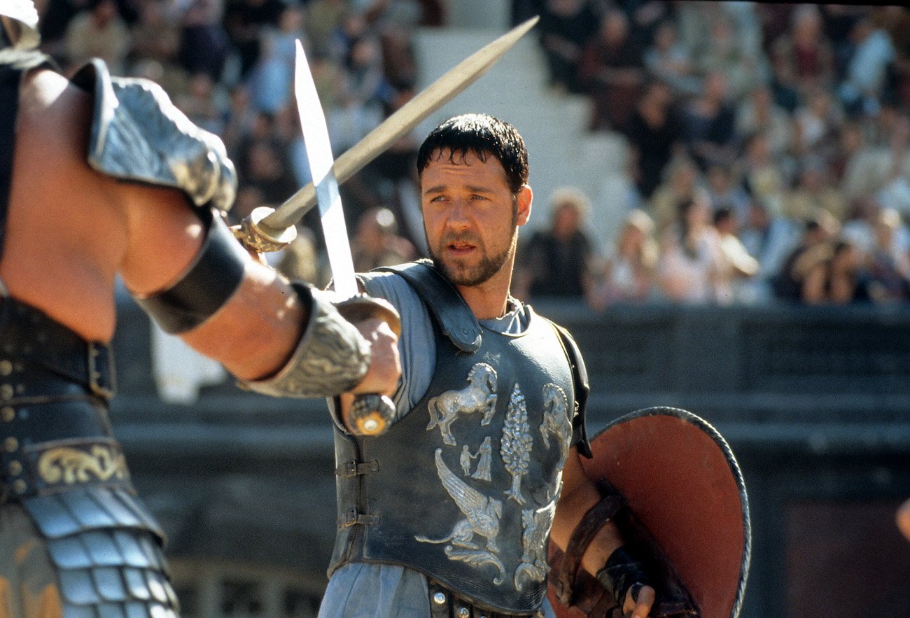 Russell Crowe's Maximus fighting in 'Gladiator.'