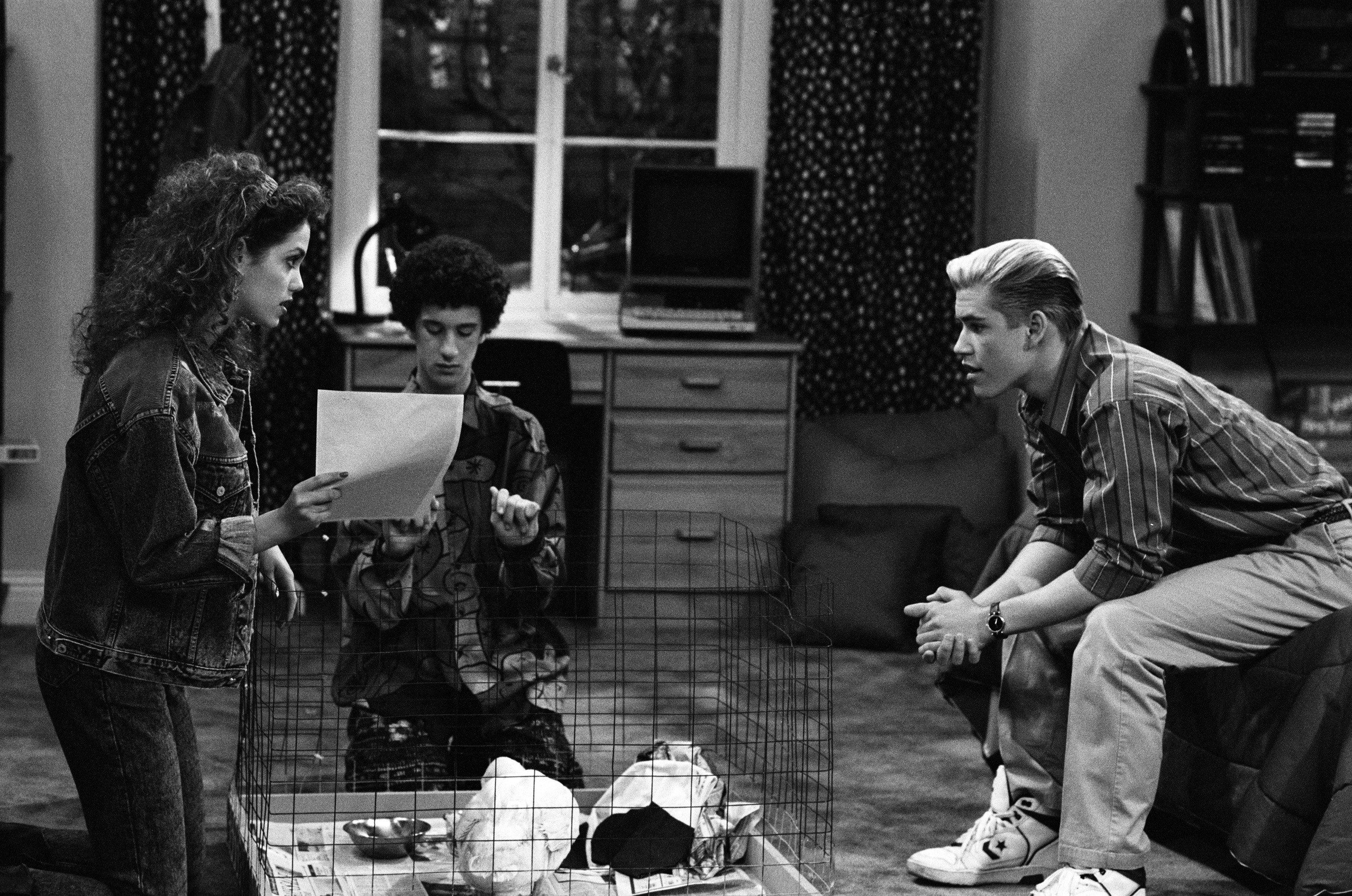 Jessie Spano, Screech Powers and Zack Morris sit in Zack's romo during 2 episodes after "Jessie's Song"