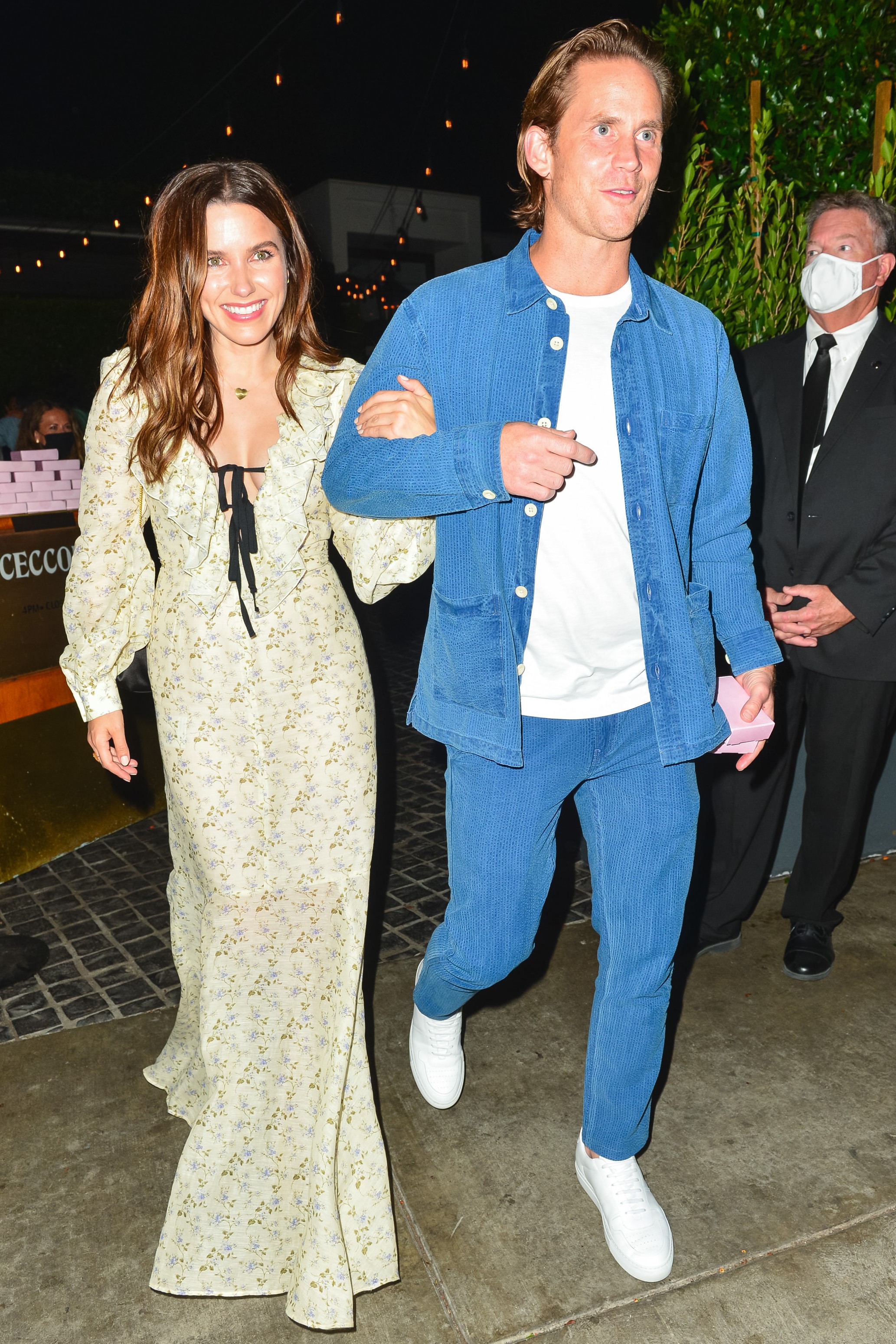LOS ANGELES, CA - JULY 15: Sophia Bush and Grant Hughes are seen on July 15, 2021 in Los Angeles, California.