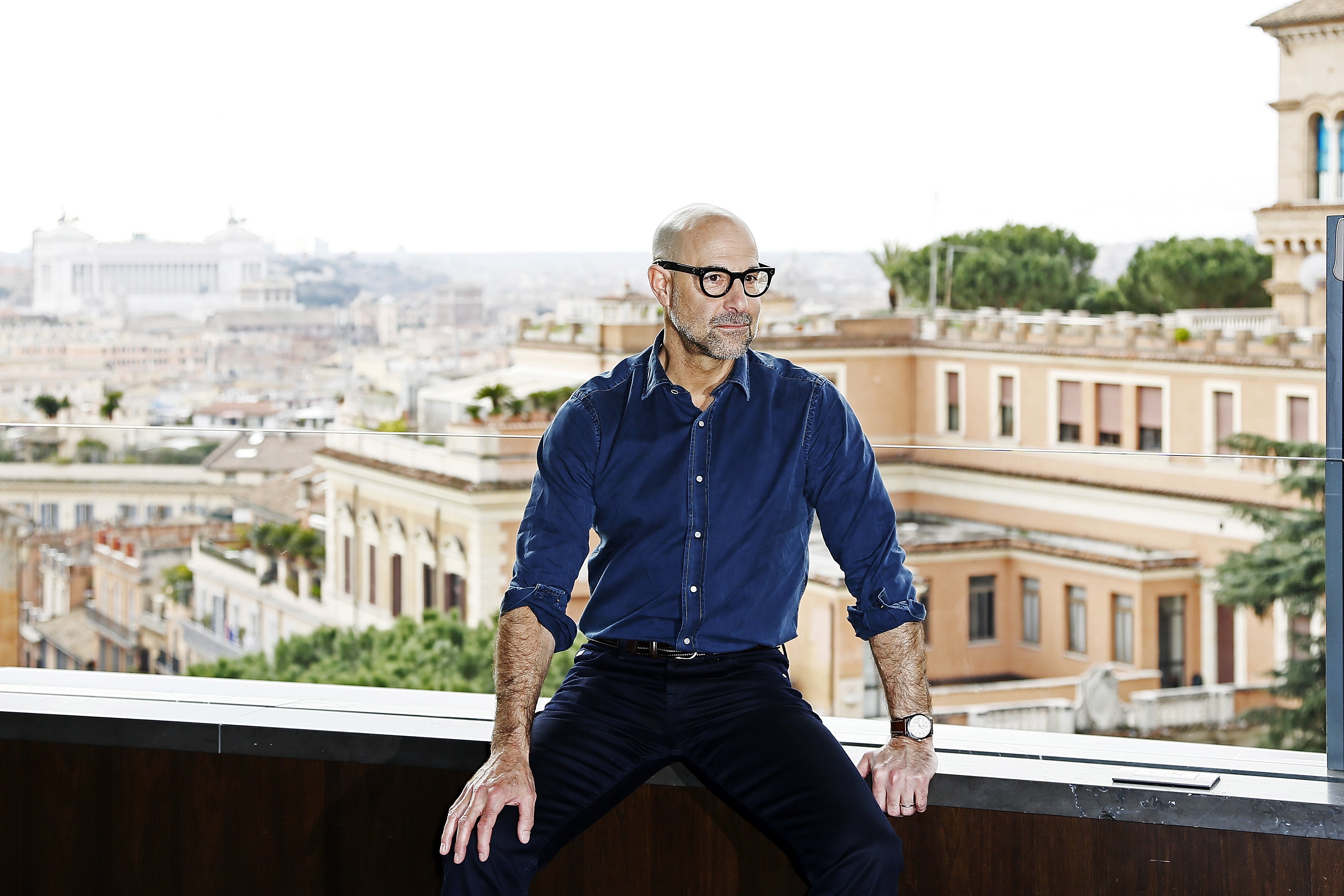 Stanley Tucci poses for a photo in Rome, Italy.