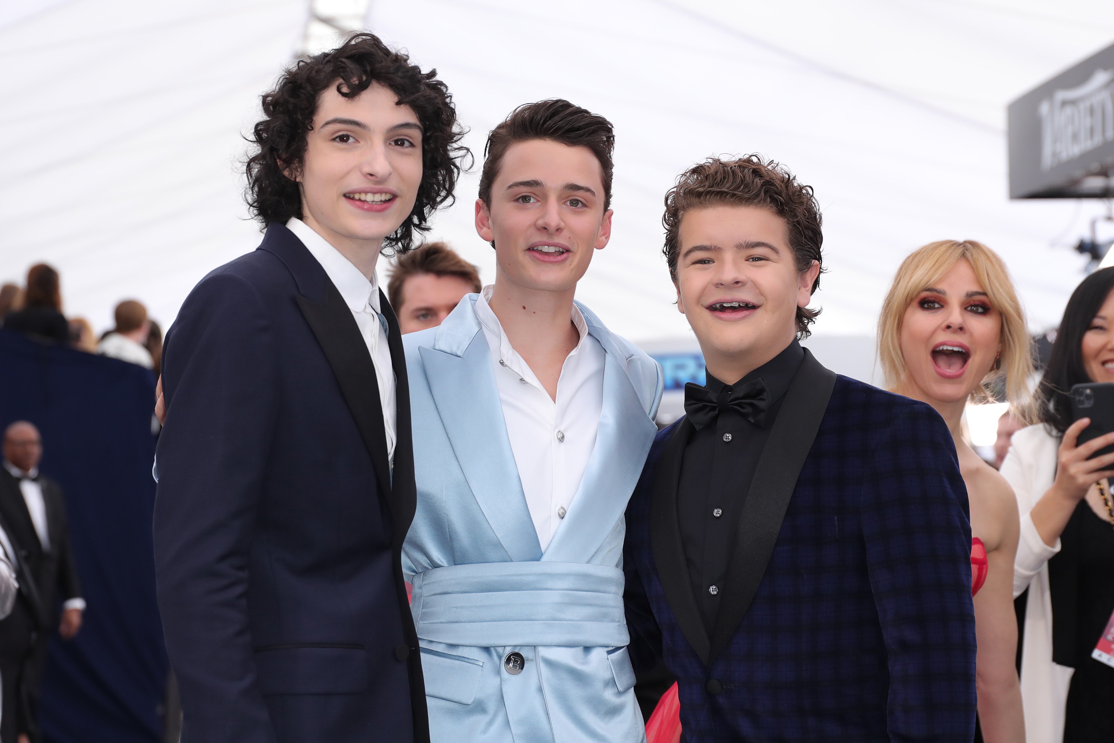 Finn Wolfhard, Noah Schnapp, and Gaten Matarazzo of 'Stranger Things' at the 26th annual Screen Actor Guild Awards