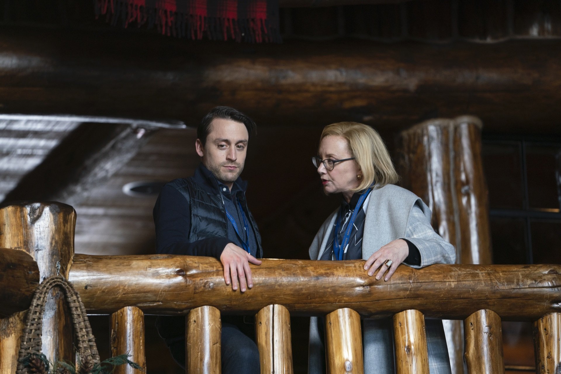 Succession Season 2 Roman and Gerri talking played by Kieran Culkin and J. Smith-Cameron