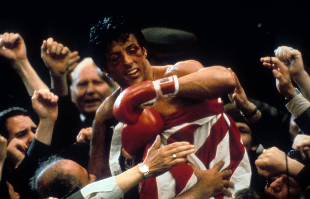 A bruised and battered Rocky (Sylvester Stallone) in the boxing ring