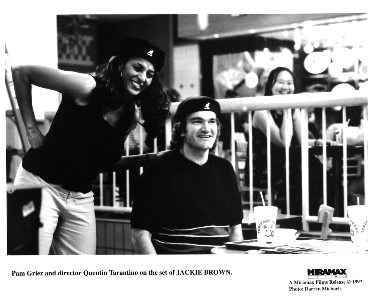 Quentin Tarantino black and white image
