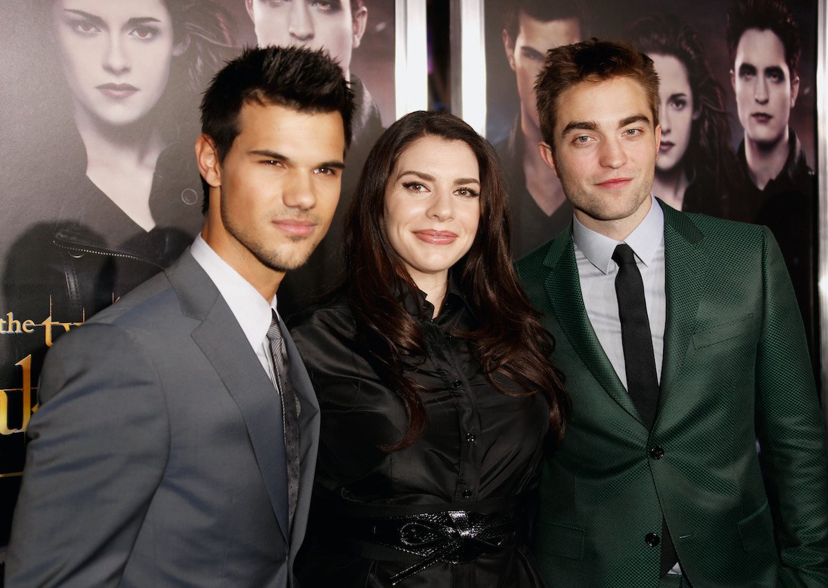 Taylor Lautner, Stephenie Meyer, and Robert Pattinson attend the Twilight Breaking Dawn premiere