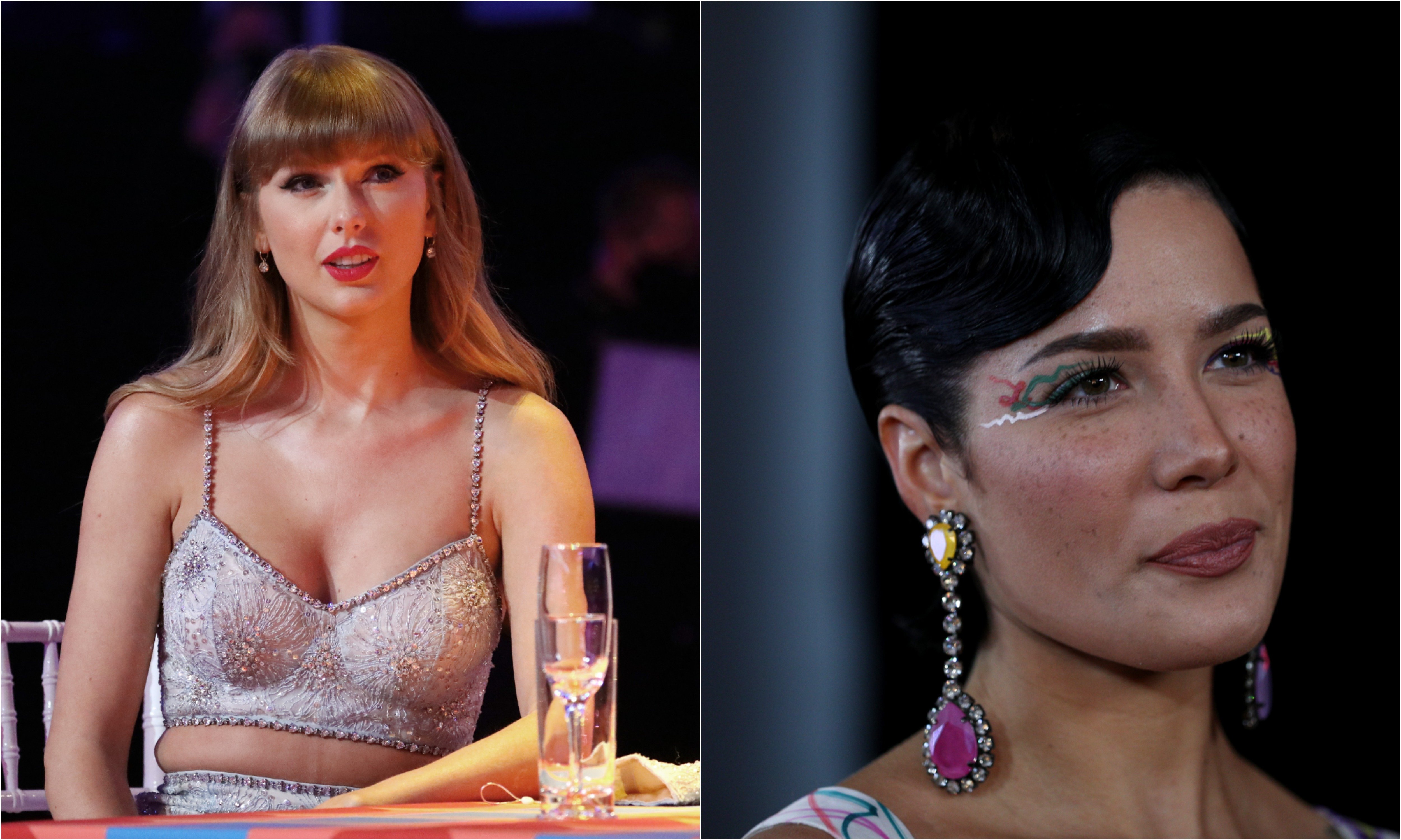 A joined photo of singer-songwriters Taylor Swift and Halsey