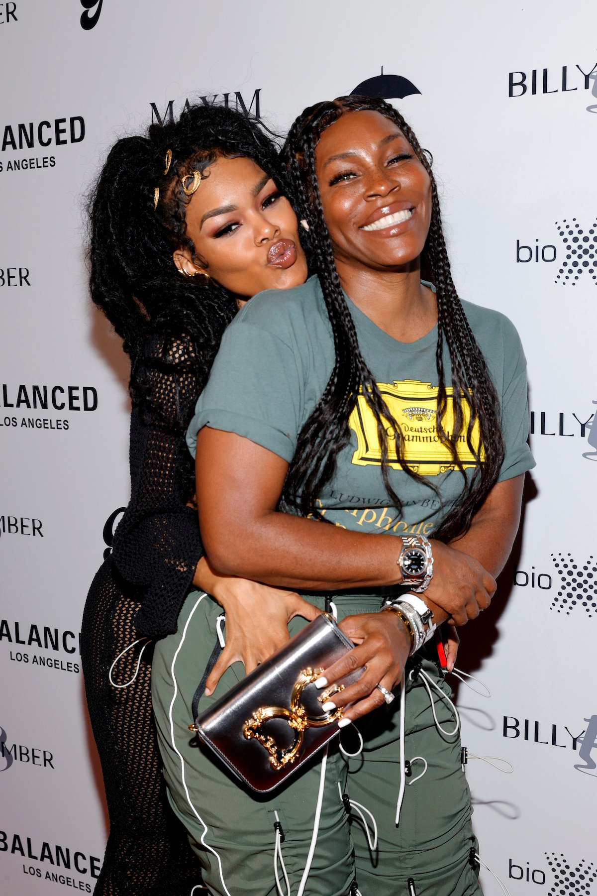 Teyana Taylor and Nikki Taylor attend a Maxim Hot 100 Event celebrating Teyana Taylor, hosted by MADE special, at The Highlight Room on July 13, 2021 in Los Angeles, California.