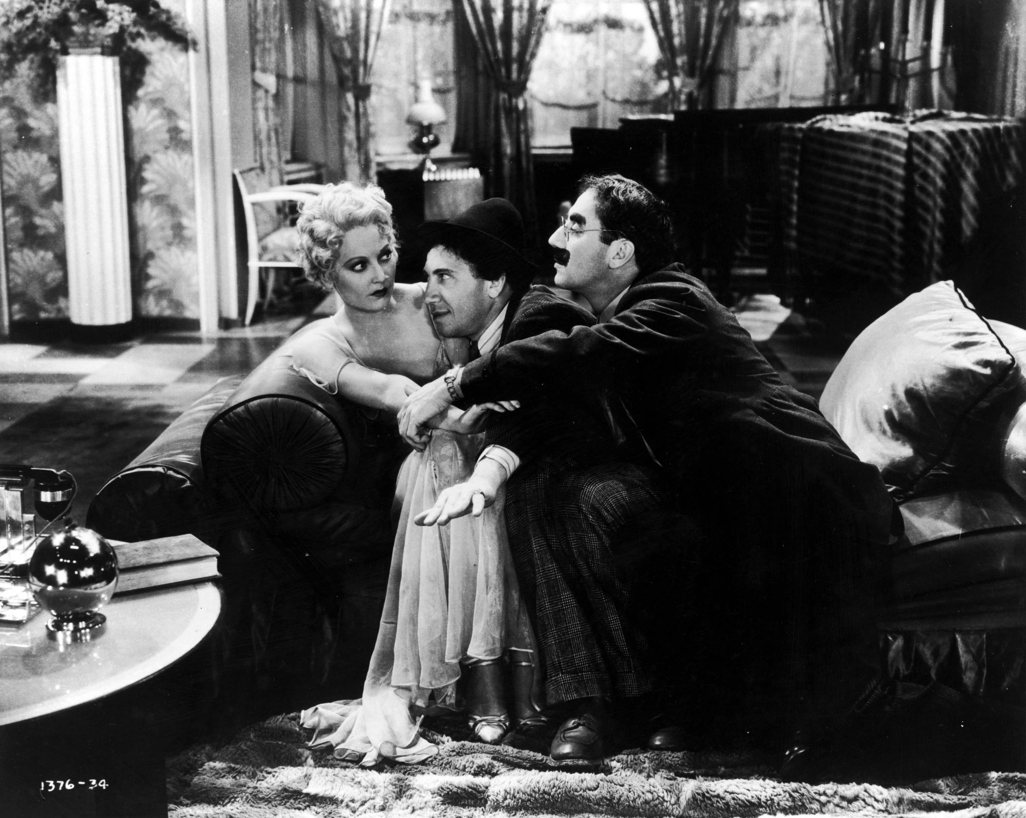 Thelma Todd, Chico Marx, and Grouch Marx in 'Horse Feathers'