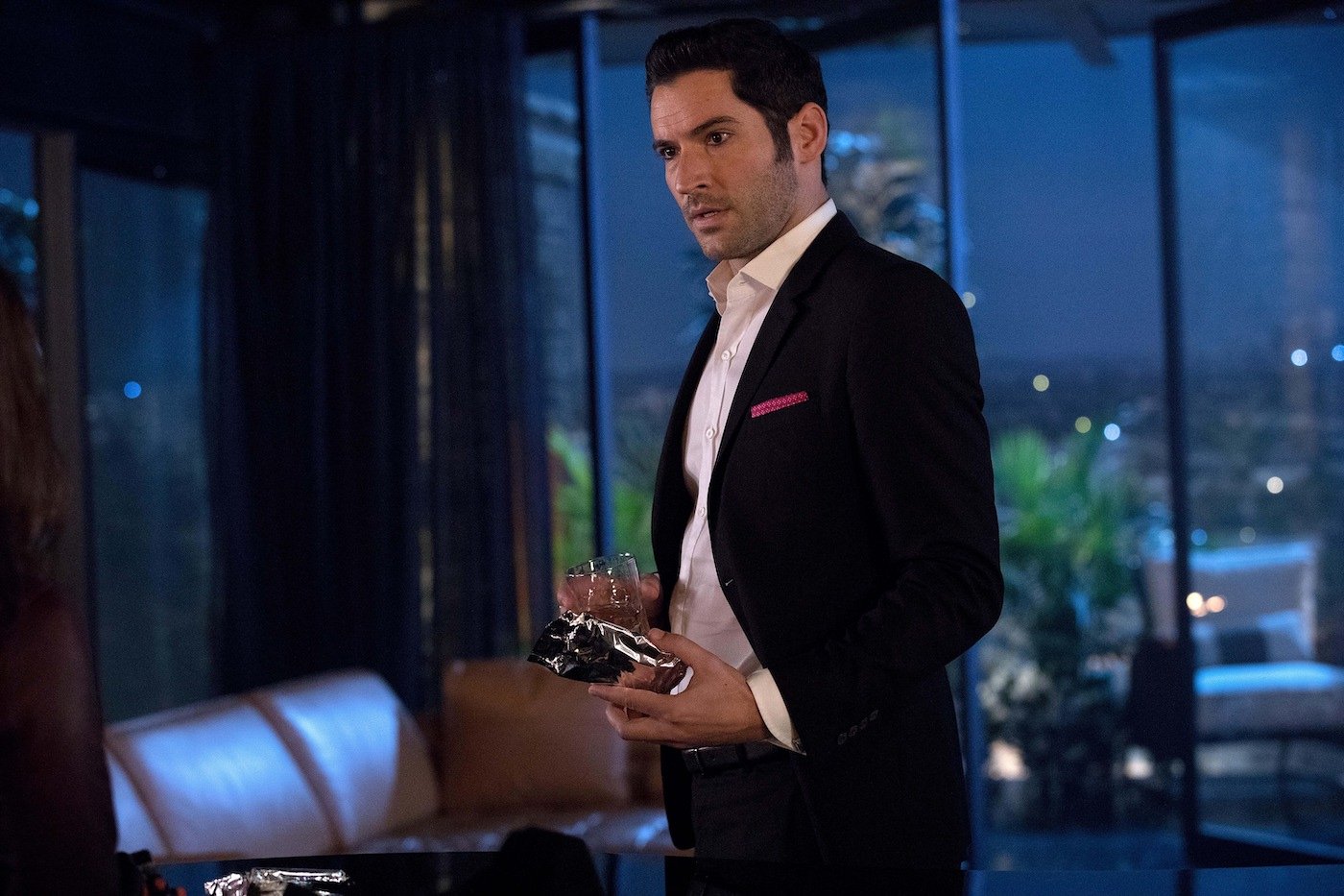 Actor Tom Ellis in the 'Trip to Stabby Town' episode of 'Lucifer,' originally aired on November 14, 2016, on FOX