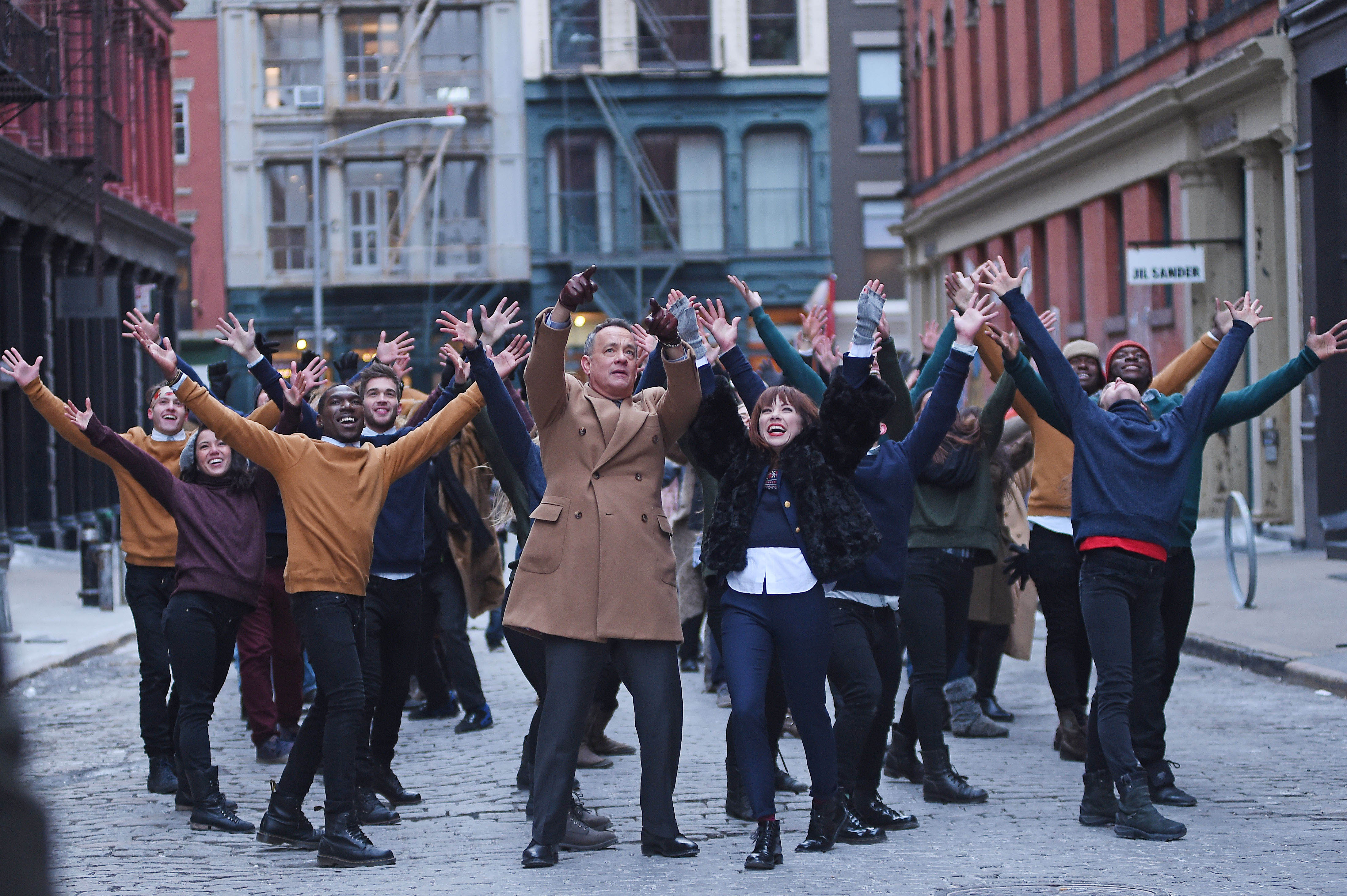 Carly Rae Jepsen and Tom Hanks are seen on the set of 'I Really Like You'