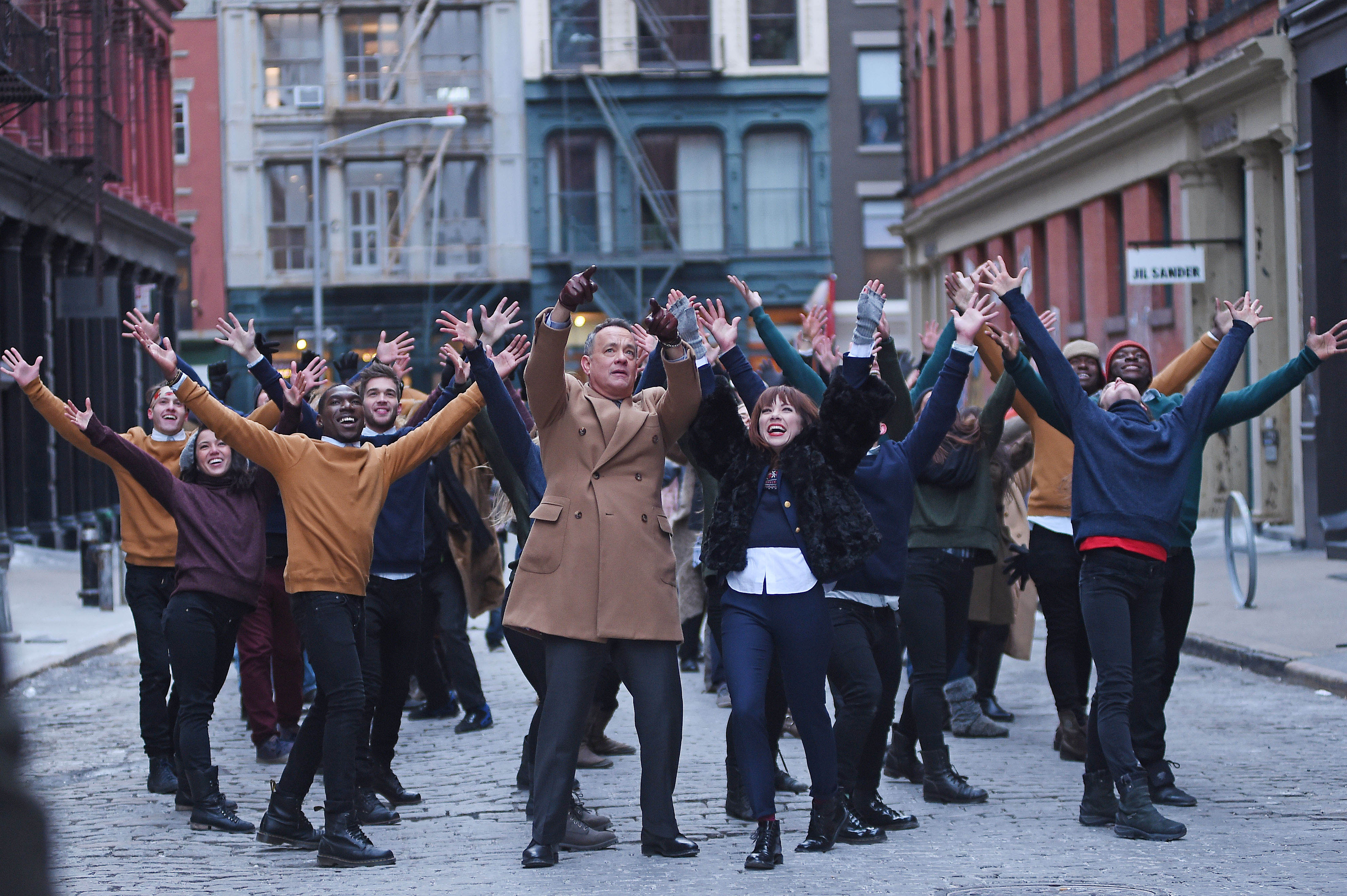 Carly Rae Jepsen and Tom Hanks are seen on the set of 'I Really Like You'