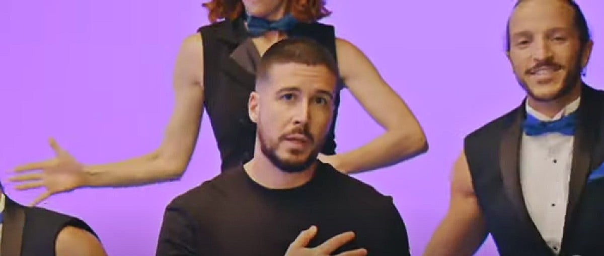 vinny guadagnino in a video still from the promo of a double shot at love.