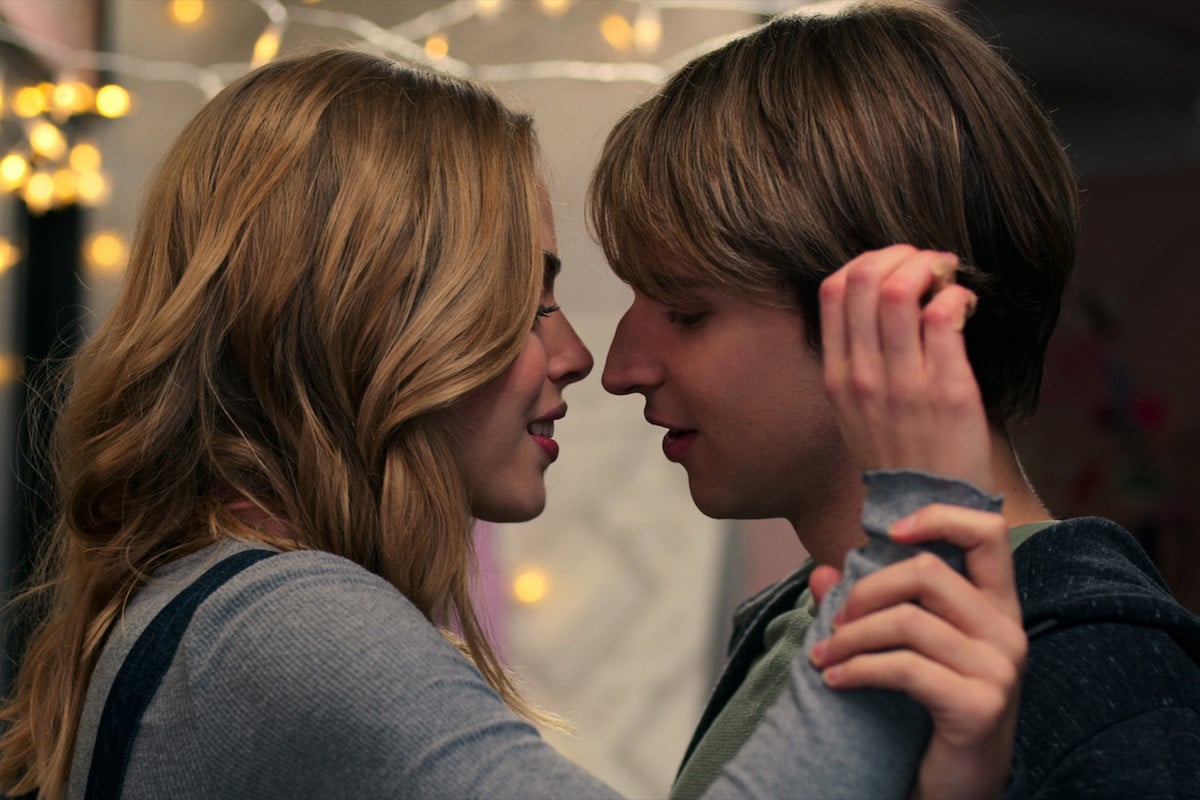 Sarah Dugdale as Lizzie; Grayson Maxwell Gurnsey as Ricky lean into each other on 'Virgin River'