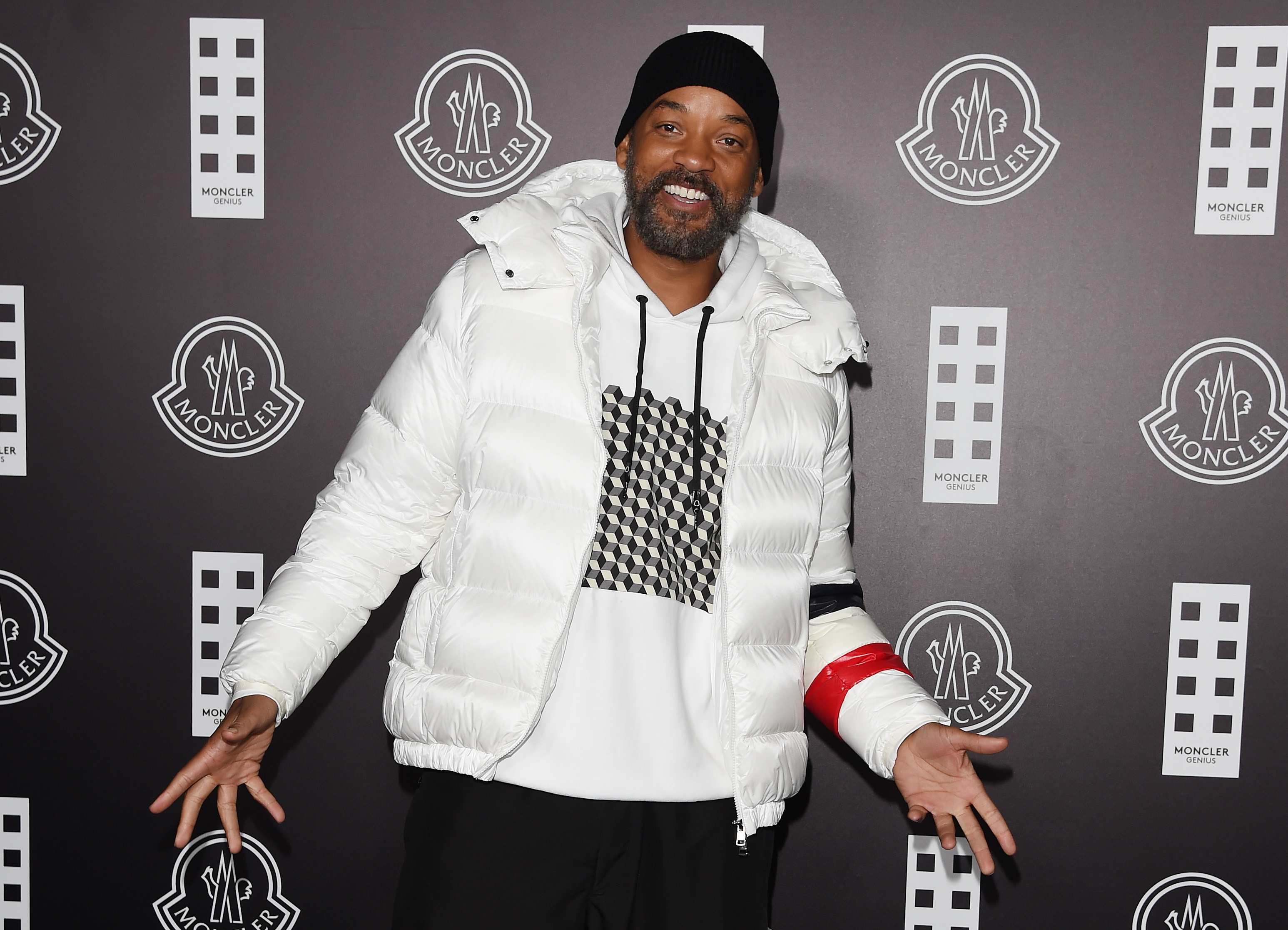 Will Smith in a white jacket at Milan fashion week