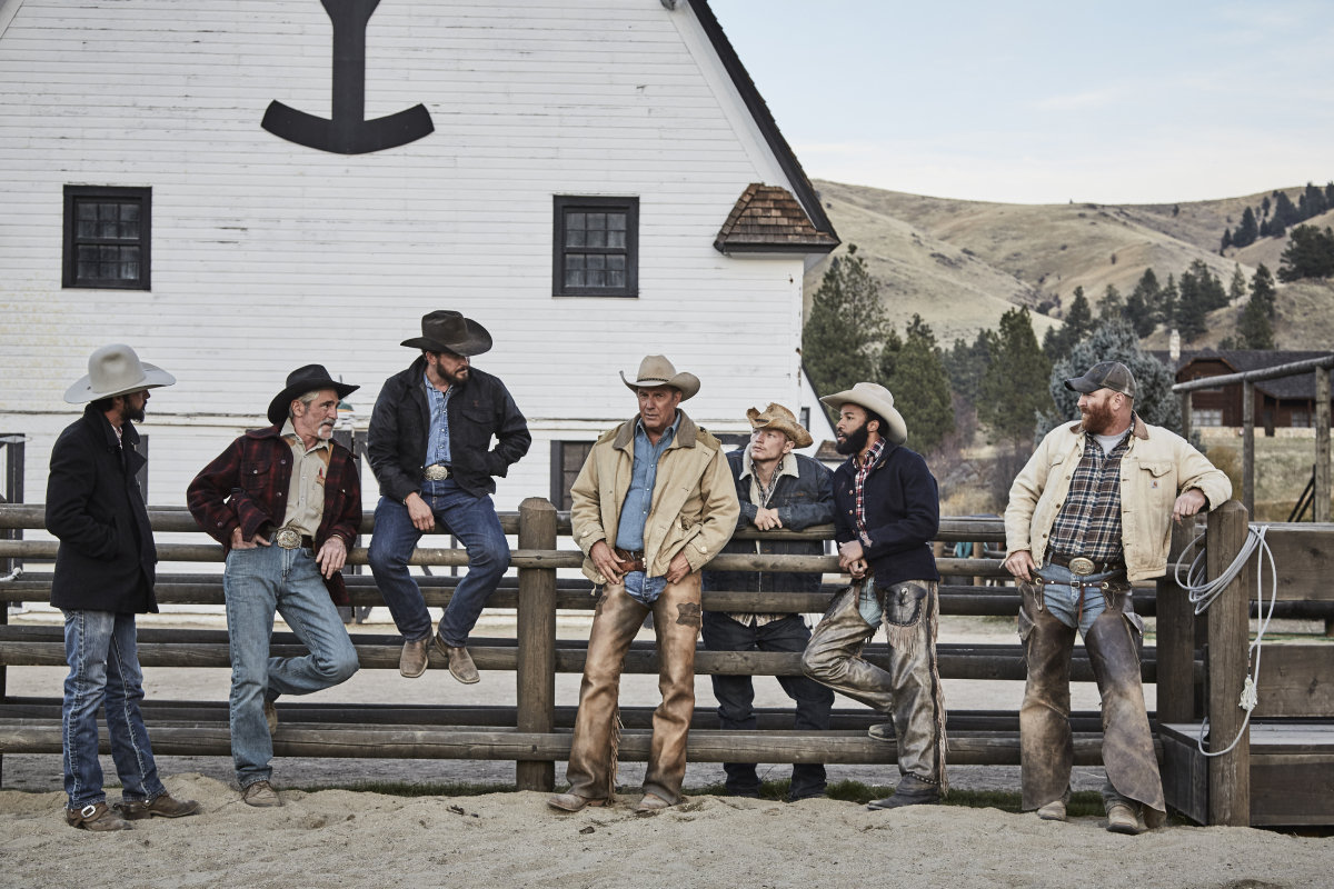 Kevin Costner (John Dutton) and the cowboys of ‘Yellowstone’