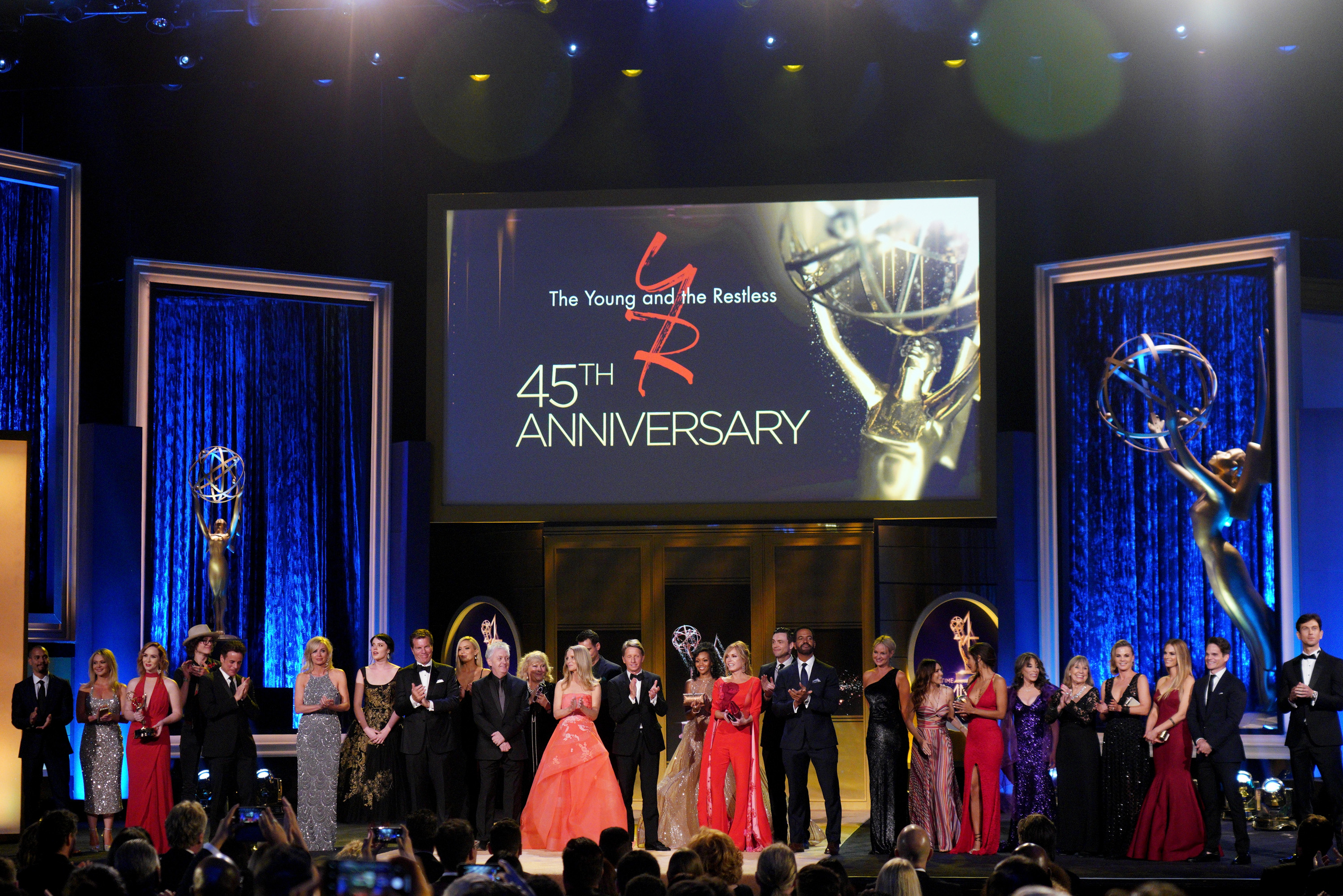 'The Young and the Restless' cast and crew celebrate the soap opera's 45th anniversary at the 2018 Daytime Emmy Awards.