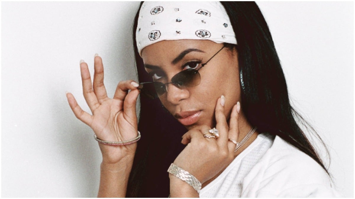 Aaliyah wears white in an undated press photograph.