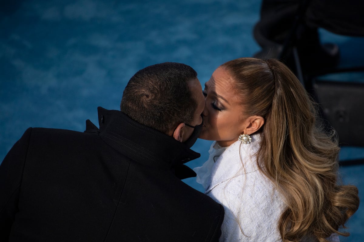 Jennifer Lopez kisses fiancé Alex Rodriguez after performing during the inauguration of U.S. President-elect Joe Biden on the West Front of the U.S. Capitol on January 20, 2021 in Washington, DC. During today's inauguration ceremony Joe Biden becomes the 46th president of the United States.