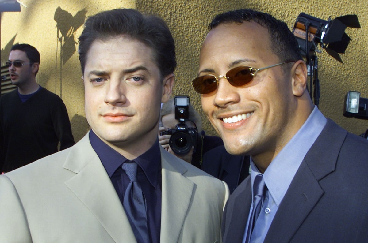 (L-R) Brendan Fraser and Dwayne Johnson at the premiere of 'The Mummy Returns' in 2001.