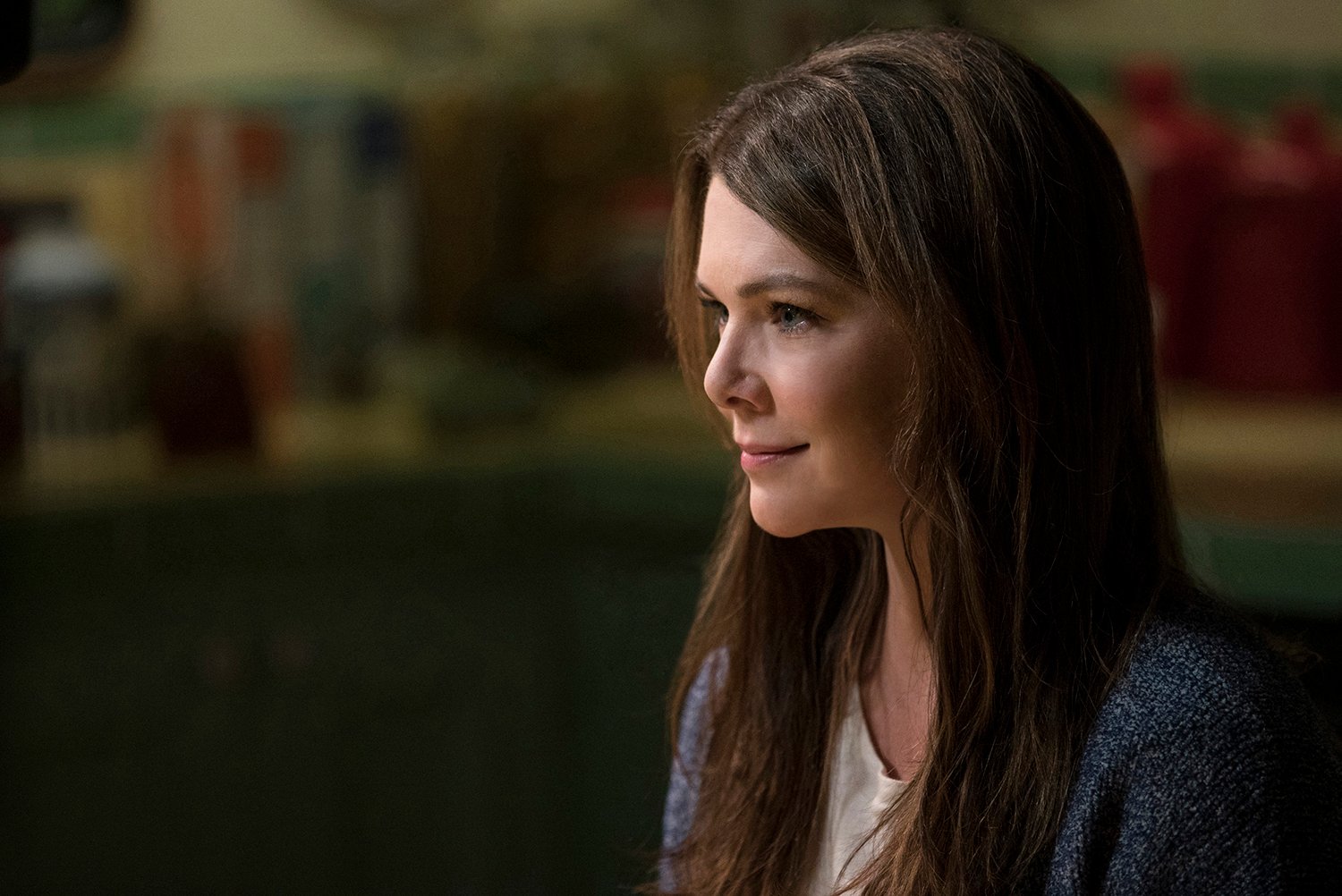 Lauren Graham looks on as Lorelai Gilmore in Gilmore Girls: A Year in the Life