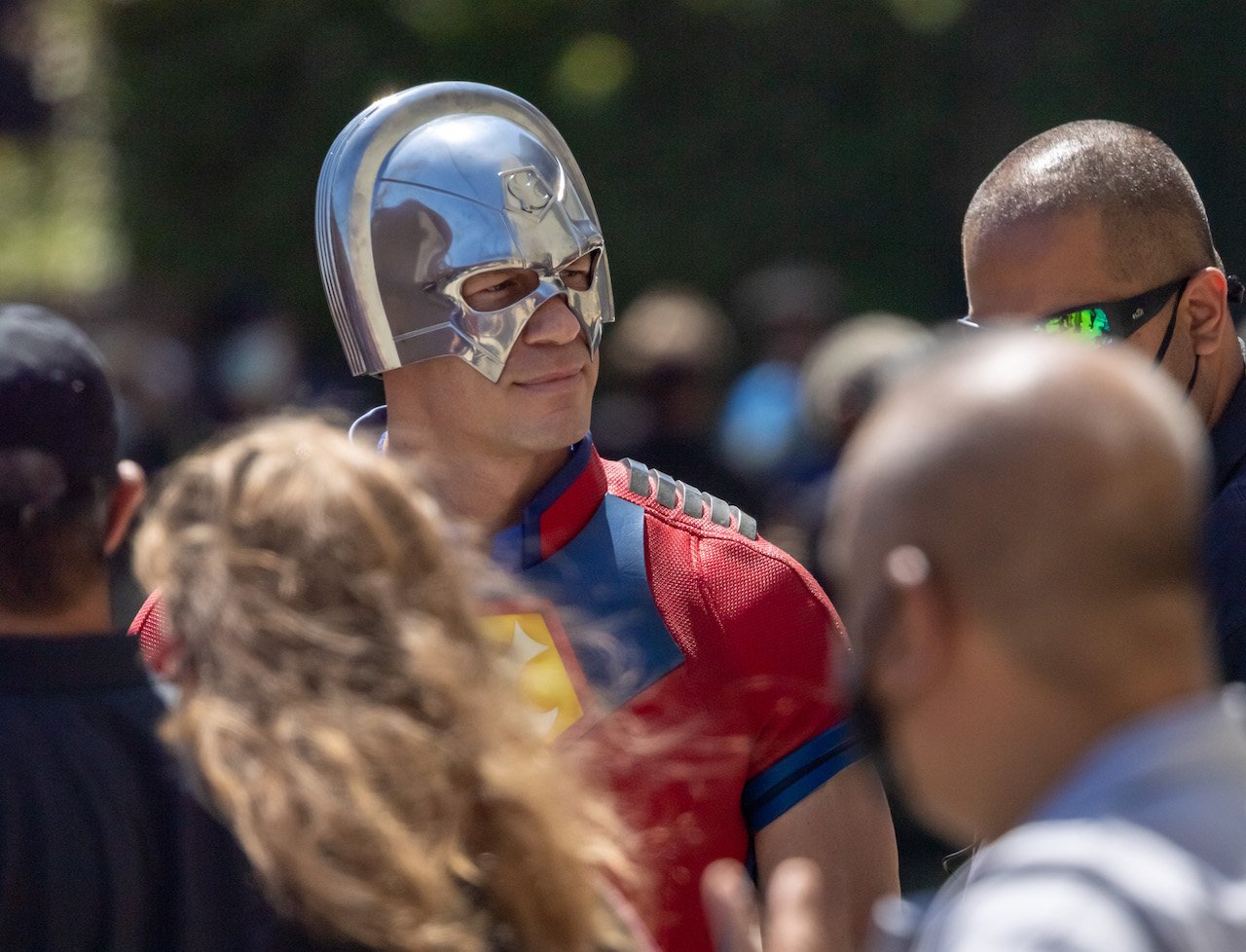 John Cena, dressed as Peacemaker from "The Suicide Squad", is seen at "Jimmy Kimmel Live"