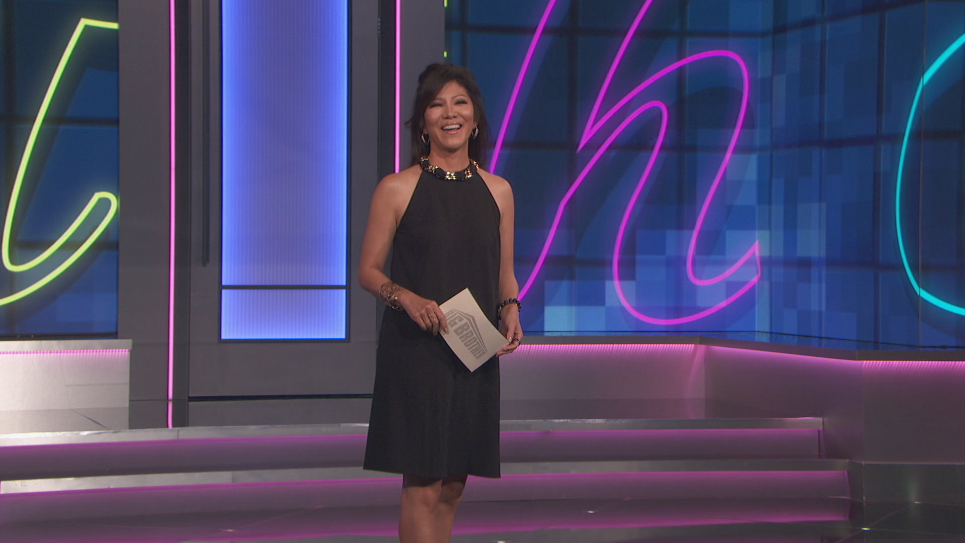 Julie Chen Moonves smiling on the set of 'Big Brother 23'
