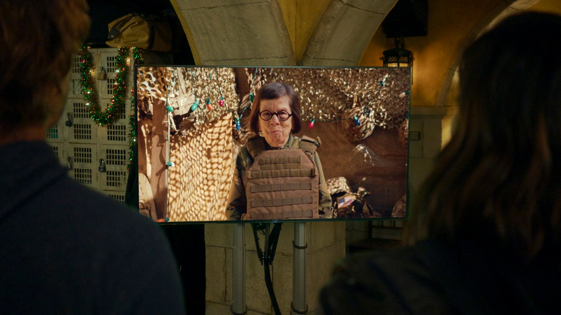 Linda Hunt appears in a scene from NCIS: Los Angeles, wearing a military outfit