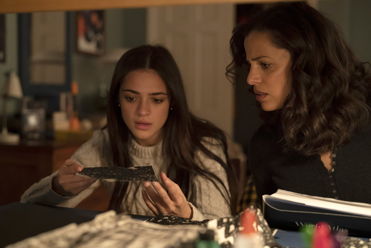 Luna Blaise as Olive Stone and Athena Karkanis as Grace Stone in the NBC drama Manifest