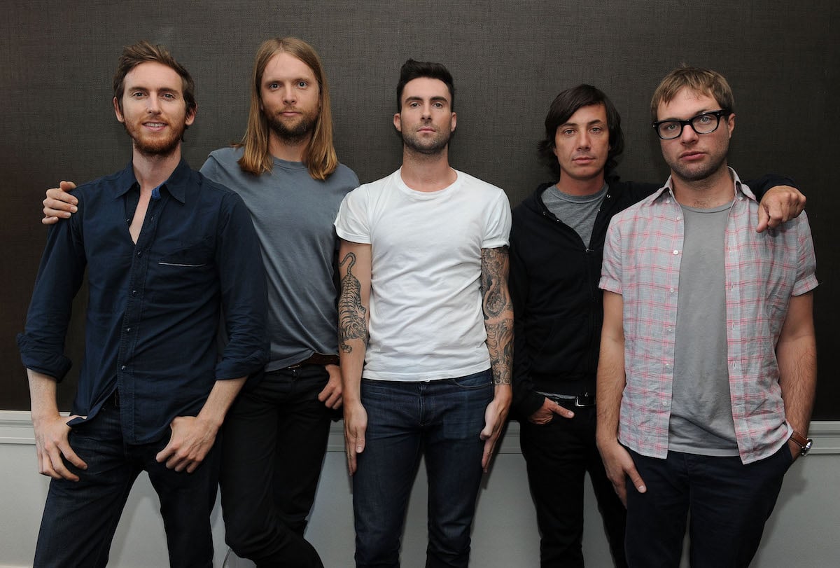Musicians Jesse Carmichael, James Valentine, Adam Levine, Matt Flynn and Michael Madden of the band Maroon 5 attend the VEVO Summer Sets Concert Series at the Empire Hotel on July 1, 2010 in New York City.
