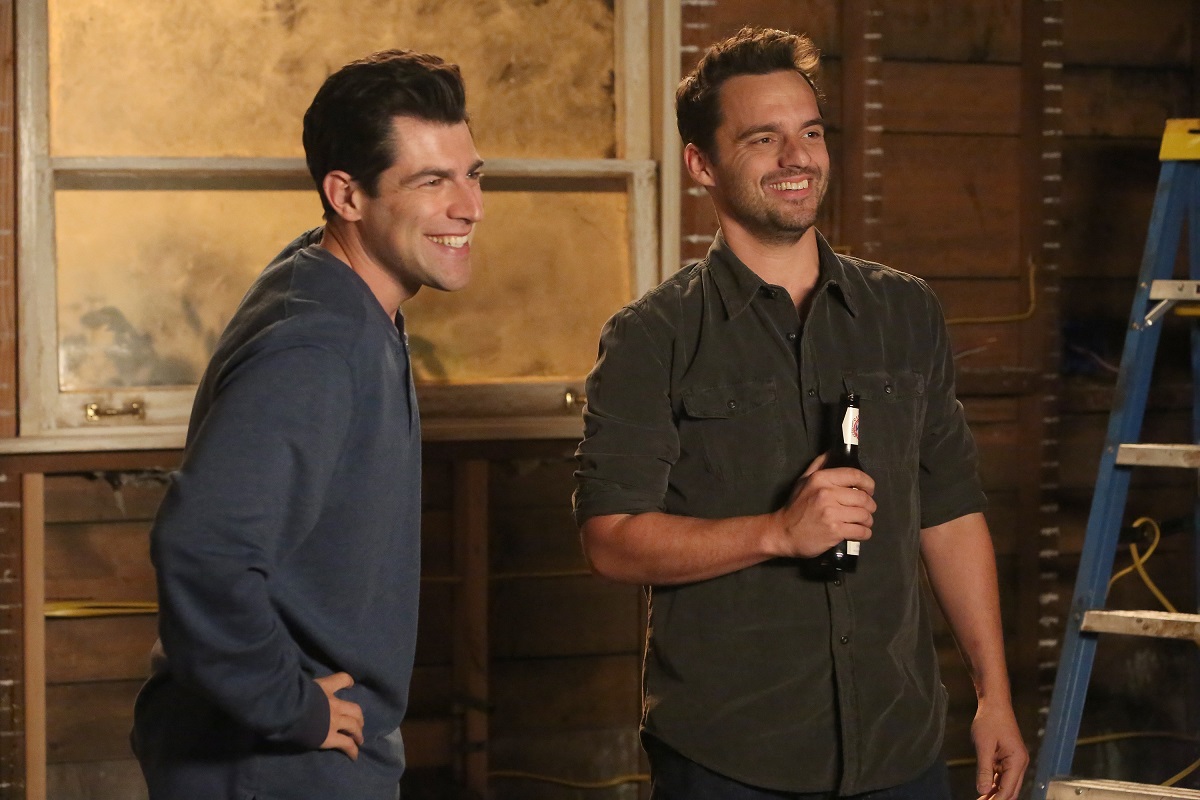 ‘New Girl’ stars Max Greenfield and Jake Johnson in character as Schmidt and Nick Miller