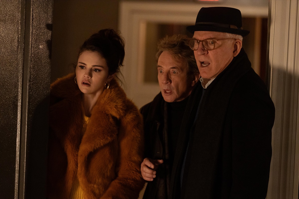 Mabel (Selena Gomez), Oliver (Martin Short) and Charles (Steve Martin) in 'Only Murders in the Building' Season 1