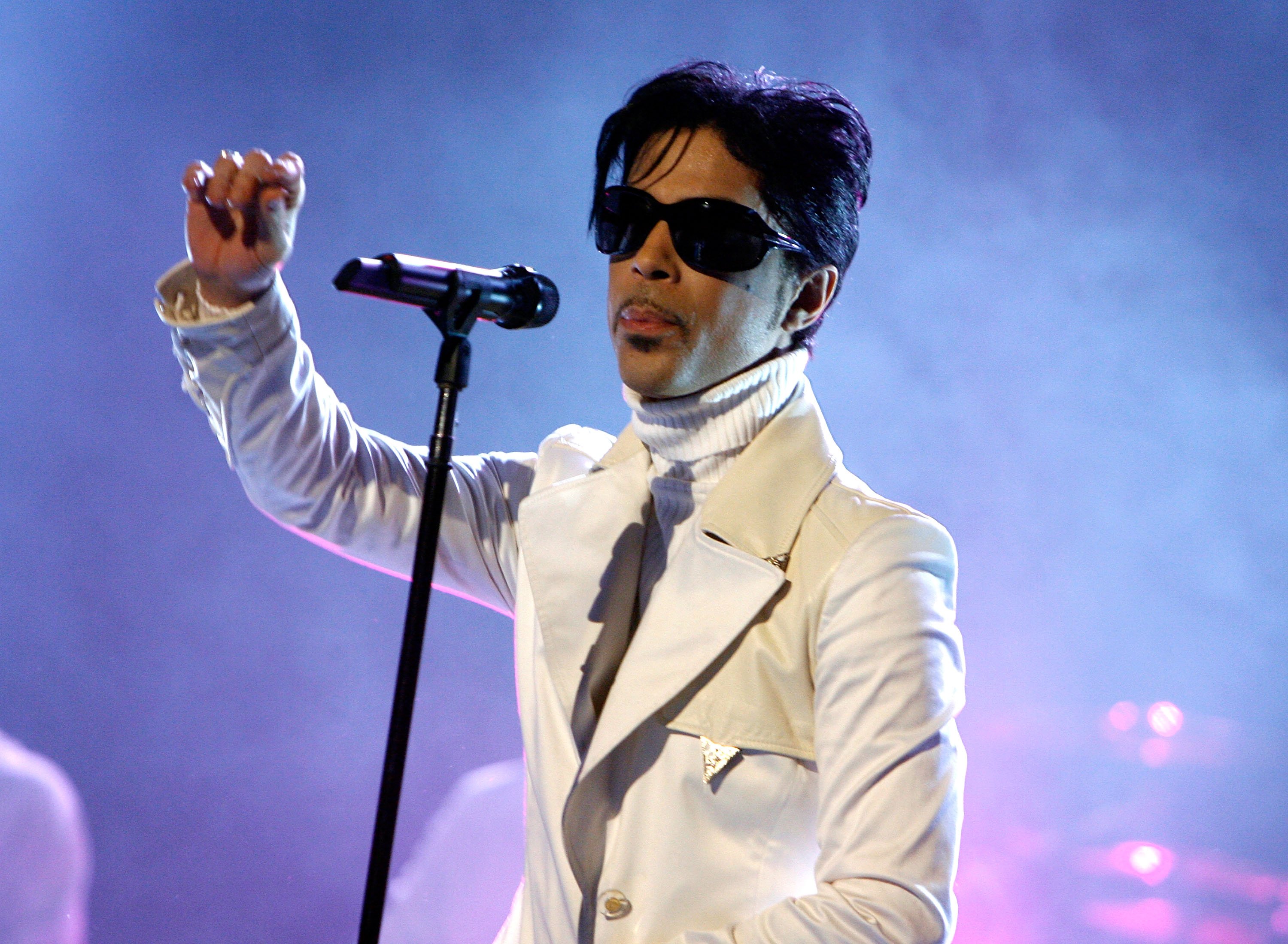 Prince with a microphone