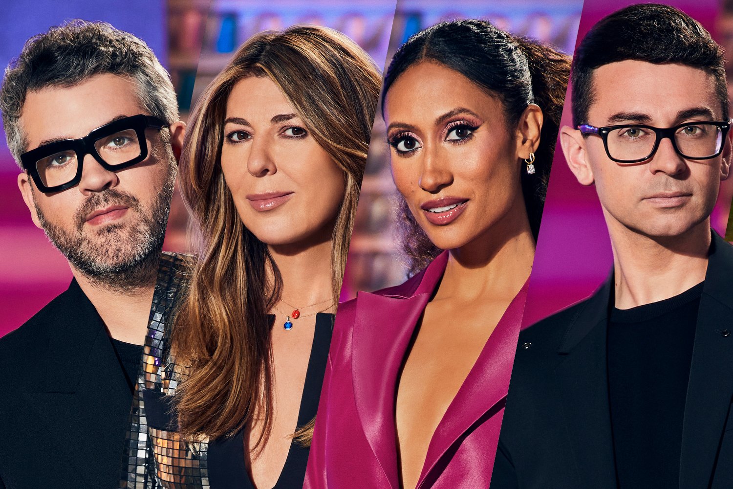 Brandon Maxwell, Nina Garcia, Elaine Welteroth, and Christian Siriano headshots for 'Project Runway' Season 19