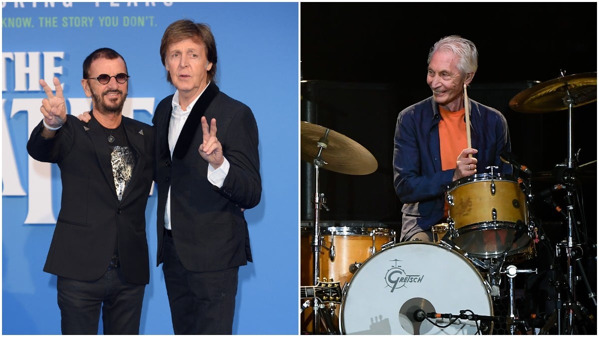 Ringo Starr and Paul McCartney in a collage with Charlie Watts.