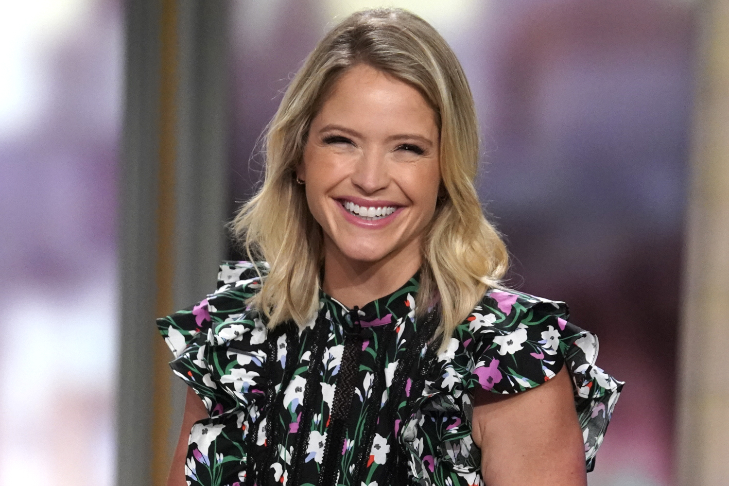 Sara Haines smiles on the set of 'The View'