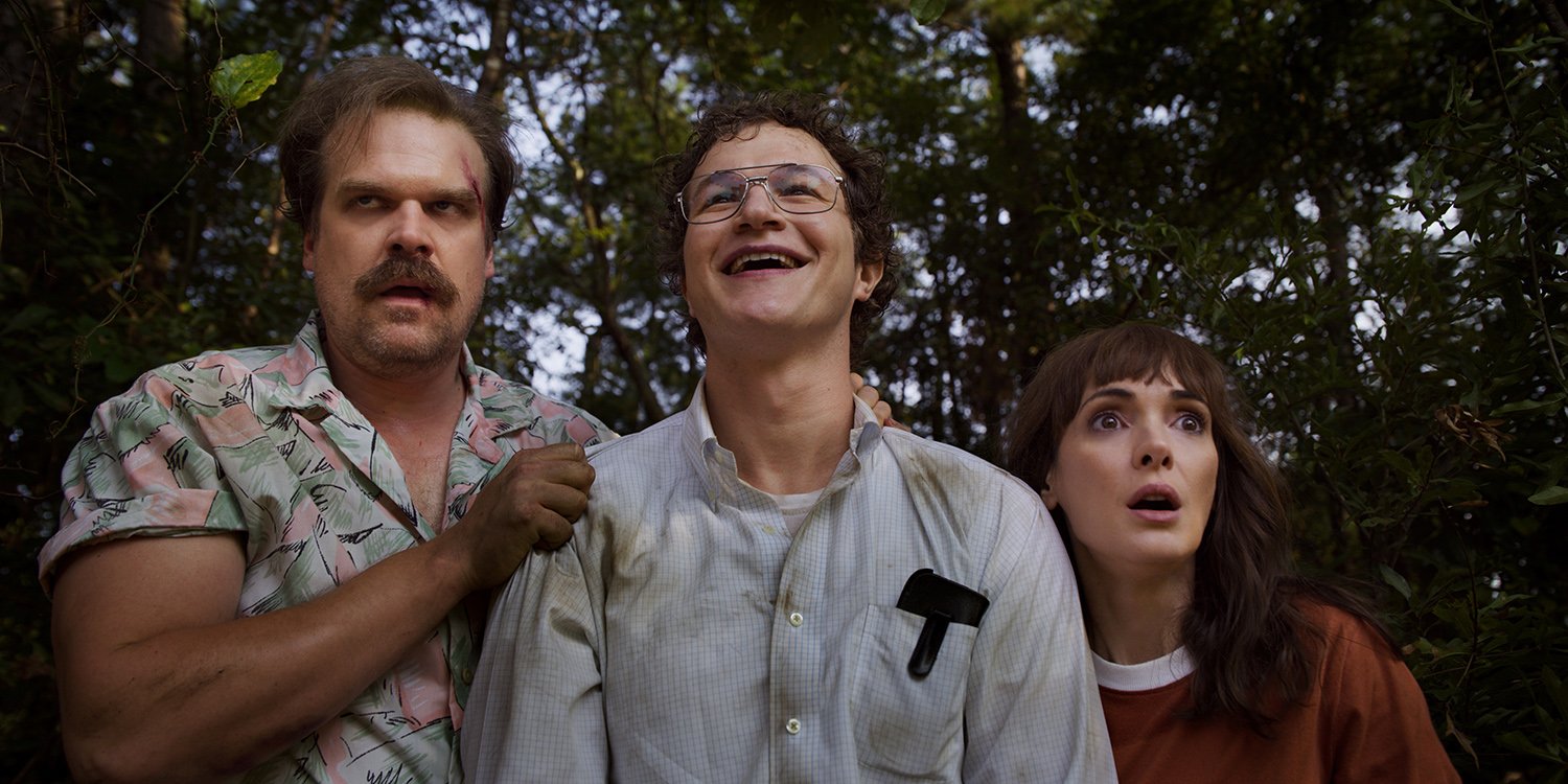 Stranger Things cast members David Harbour, Alec Utgoff, and Winona Ryder