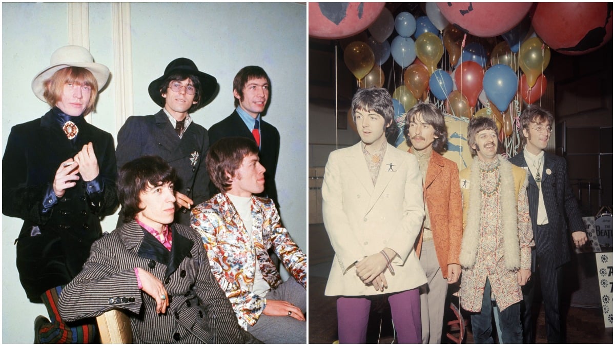 The Rolling Stones and The Beatles in a composite photo.