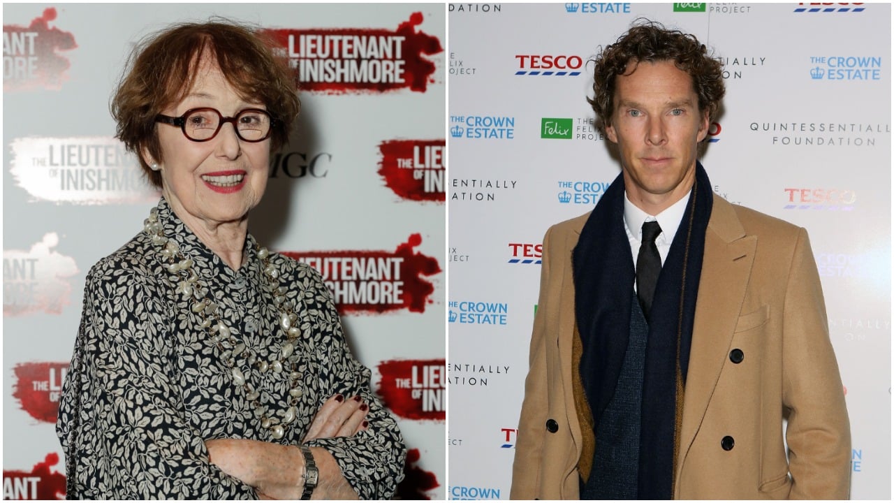 Side by side photo of Una Stubbs and Benedict Cumberbatch
